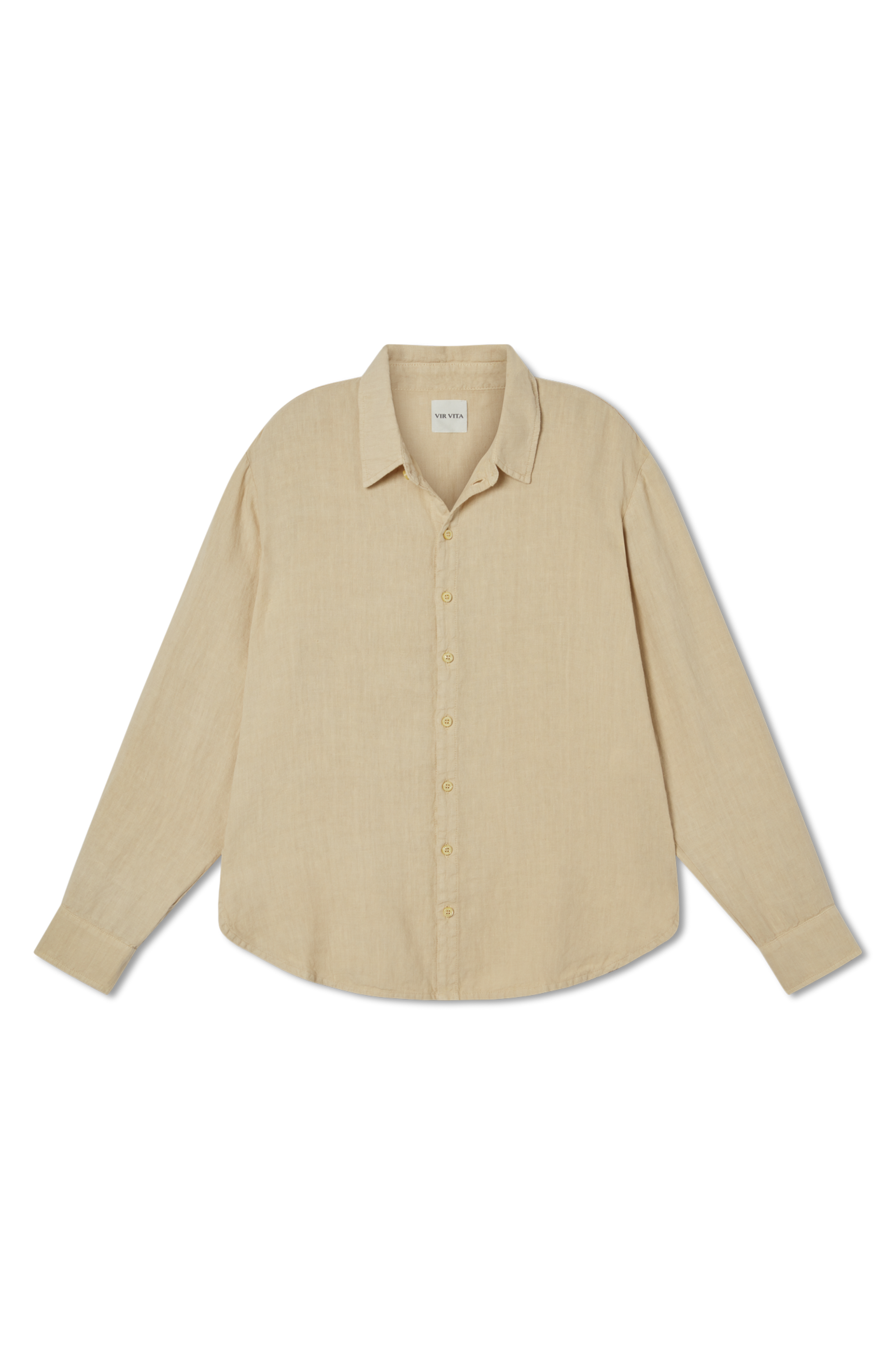 Beige sustainable oversized 100% linen button down long sleeve - VIR VITA
#color_beige