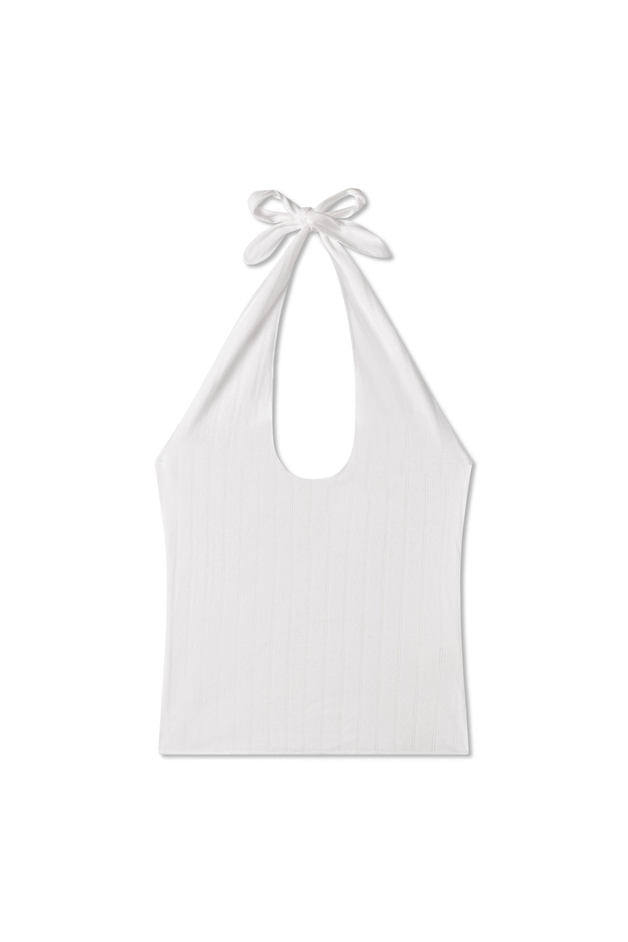White pointelle halter top made of 100% recycled cotton bridal - VIR VITA
#color_coconut