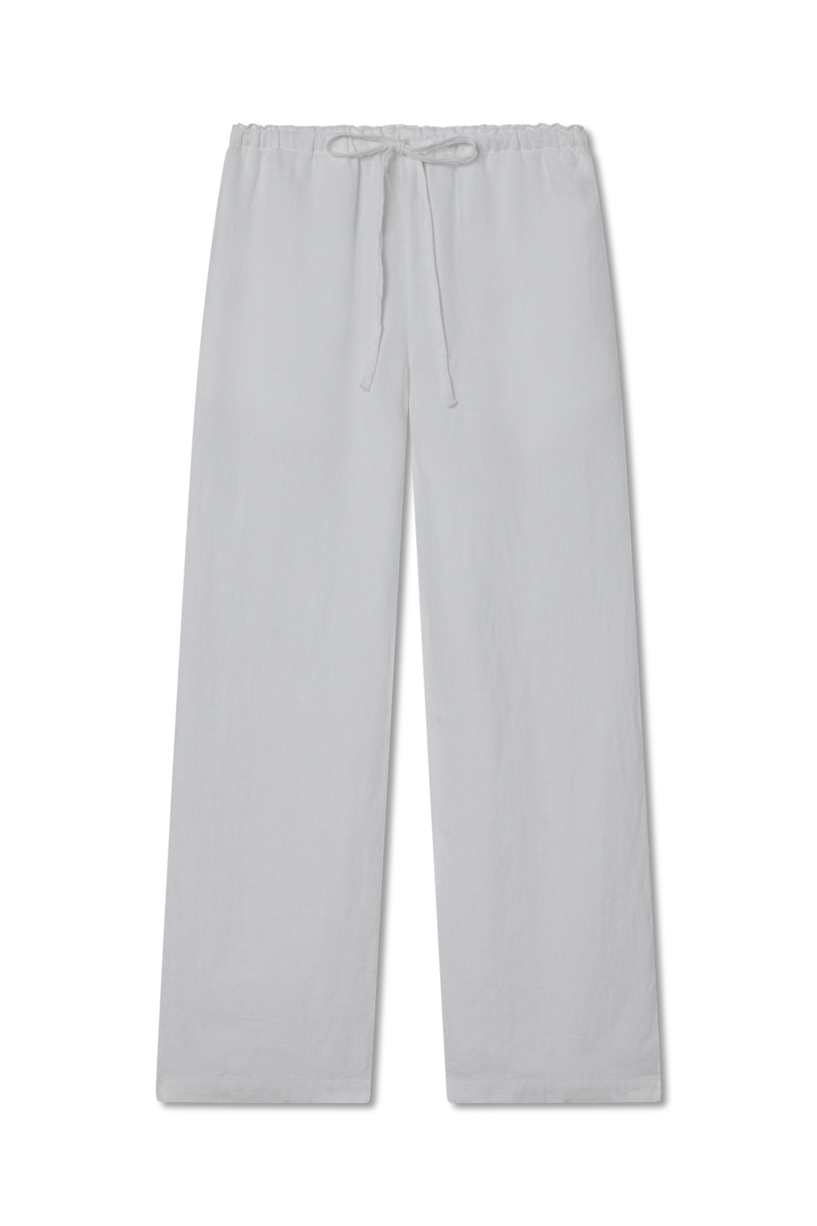 Sustainable white drawstring linen pant made of 100% linen featuring a relaxed straight-leg fit - VIR VITA
#color_white