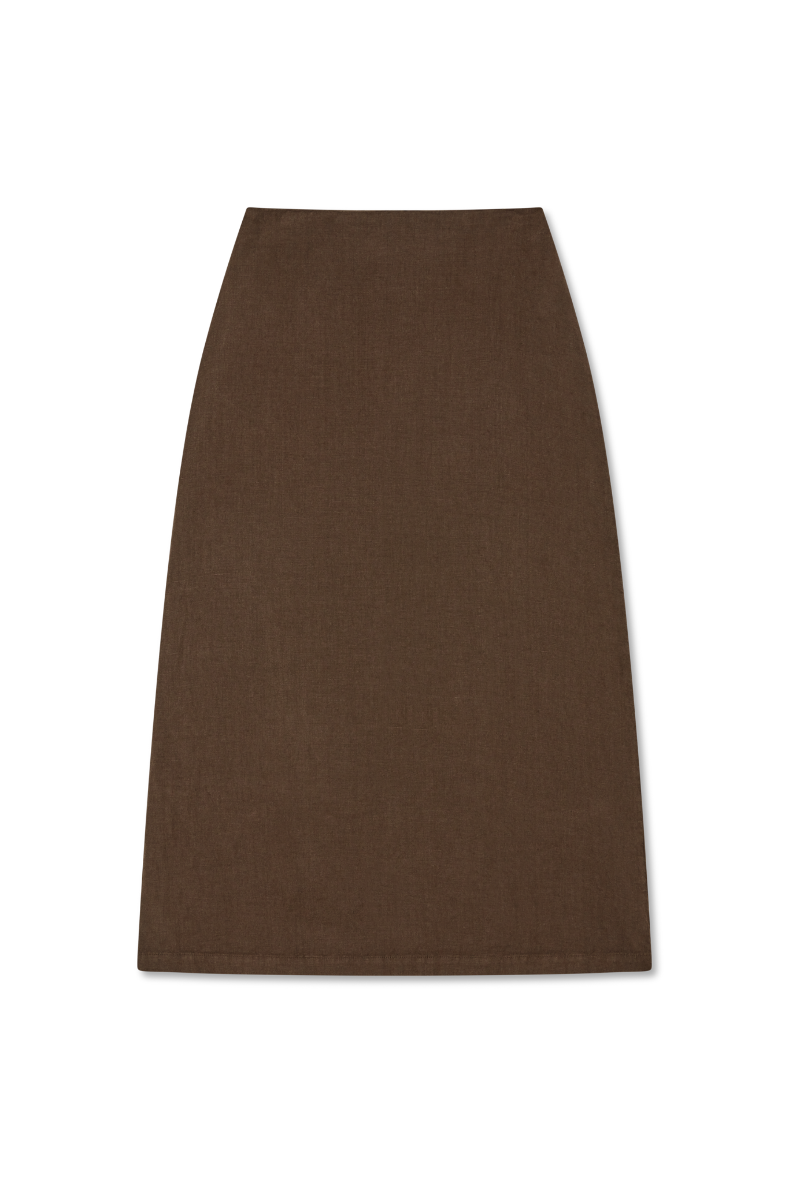Premium 100% linen maxi skirt featuring a high waisted silhouette in dark brown - VIR VITA
#color_chestnut