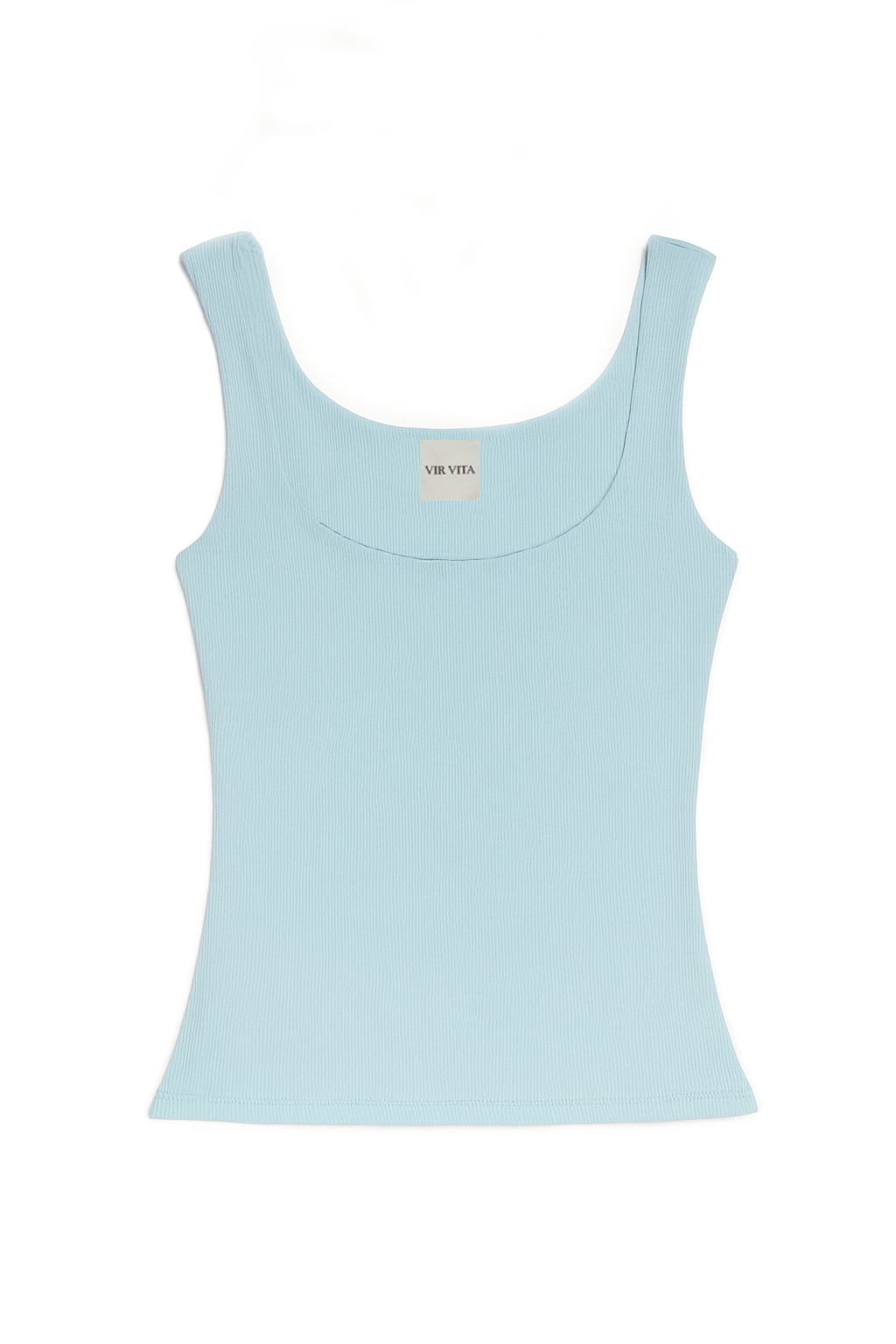 Flat image of a light blue square neck modal knit tank top inspired by 90s style - VIR VITA
#color_baby blue