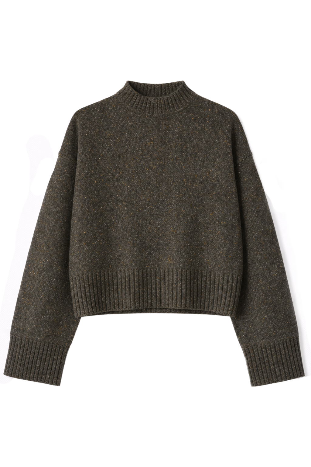Oak brown cashmere crewneck sweater with dropped shoulders and a relaxed silhouette. - VIR VITA
#color_oak
