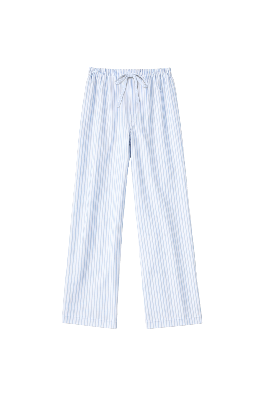 Flat image of sustainable 100% cotton relaxed striped drawstring pants in light blue - VIR VITA
#color_seaside stripe
