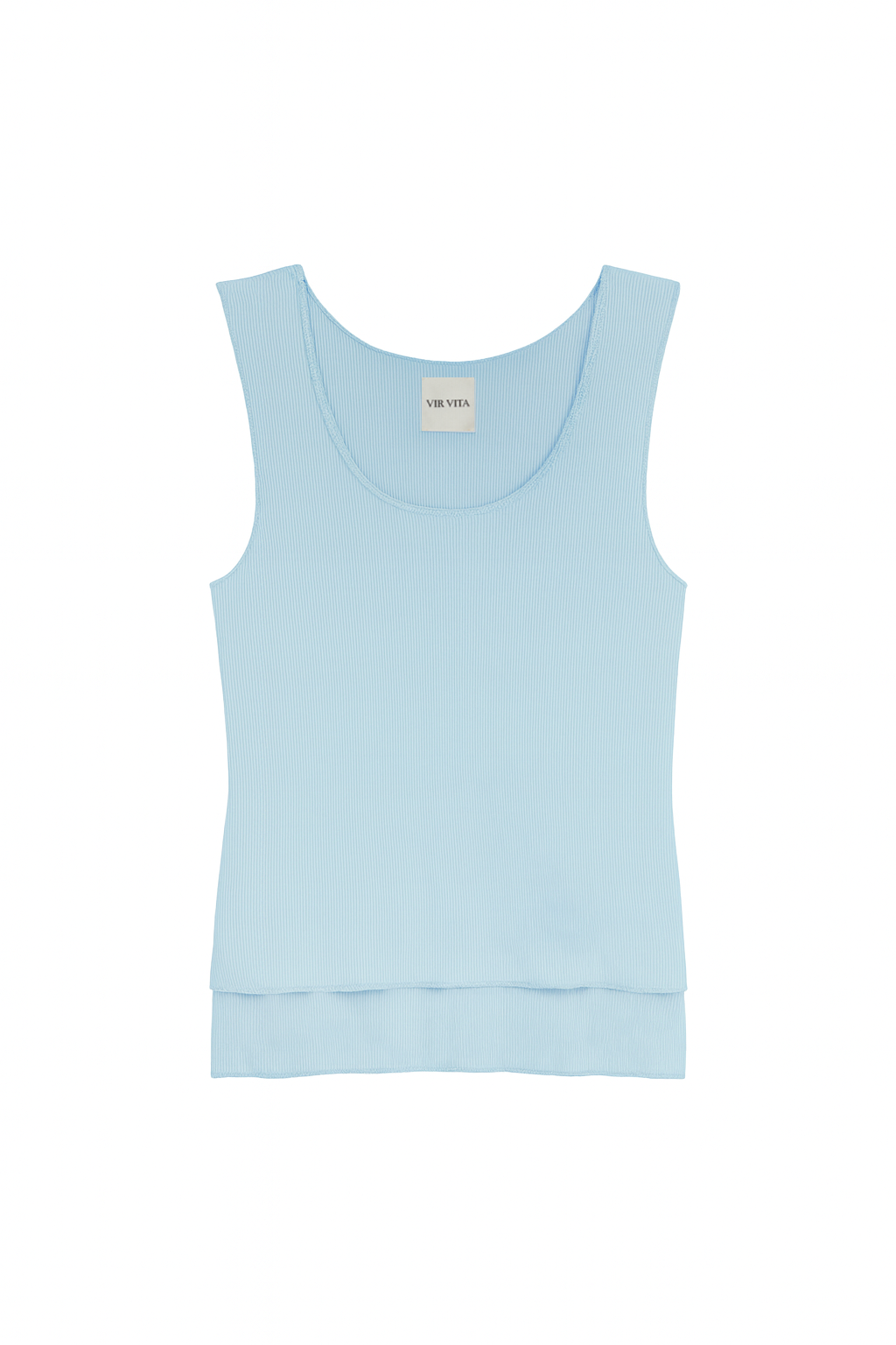 Flat image of sustainable micro modal light blue double lined tank top - VIR VITA
#color_baby blue