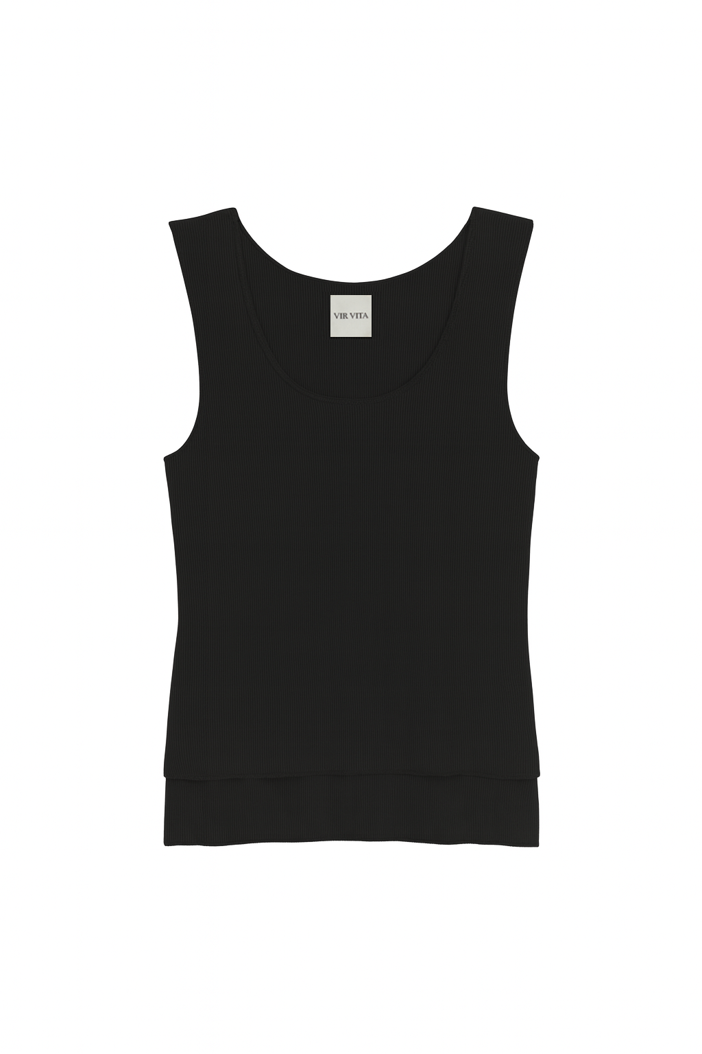 Flat image of sustainable micro modal black double lined tank top - VIR VITA
#color_black