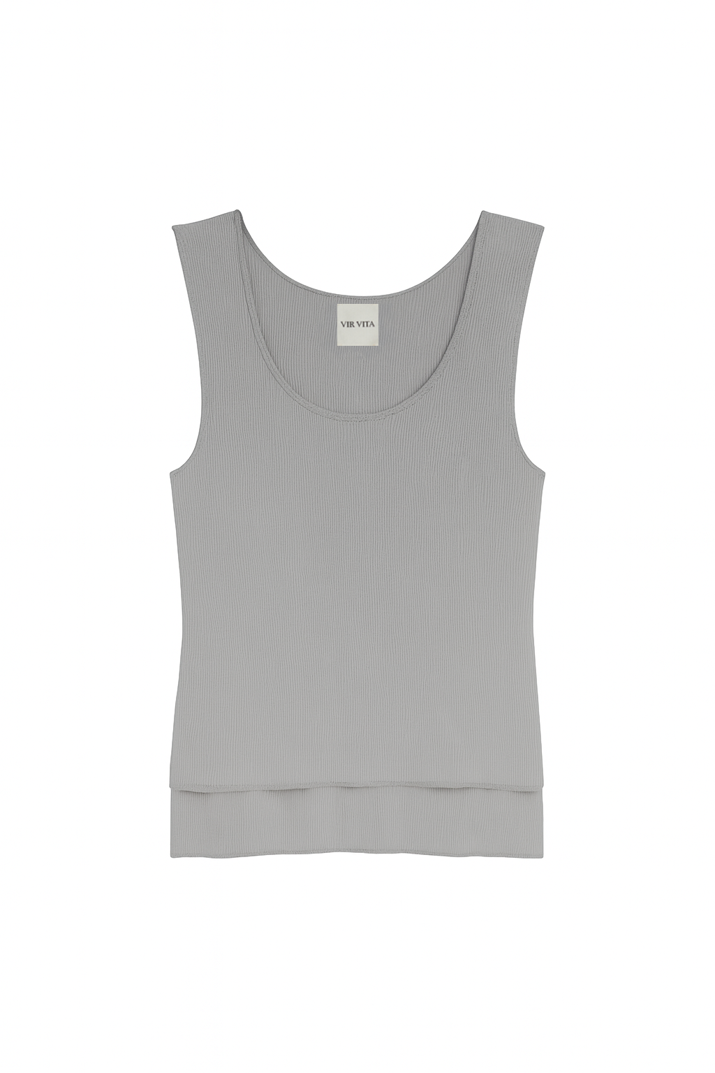 Flat image of sustainable micro modal grey double lined tank top - VIR VITA
#color_grey