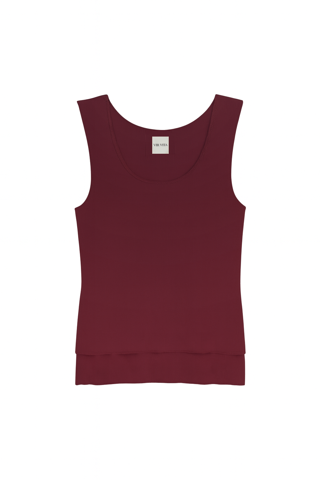 Flat image of sustainable micro modal maroon double lined tank top - VIR VITA
#color_maroon