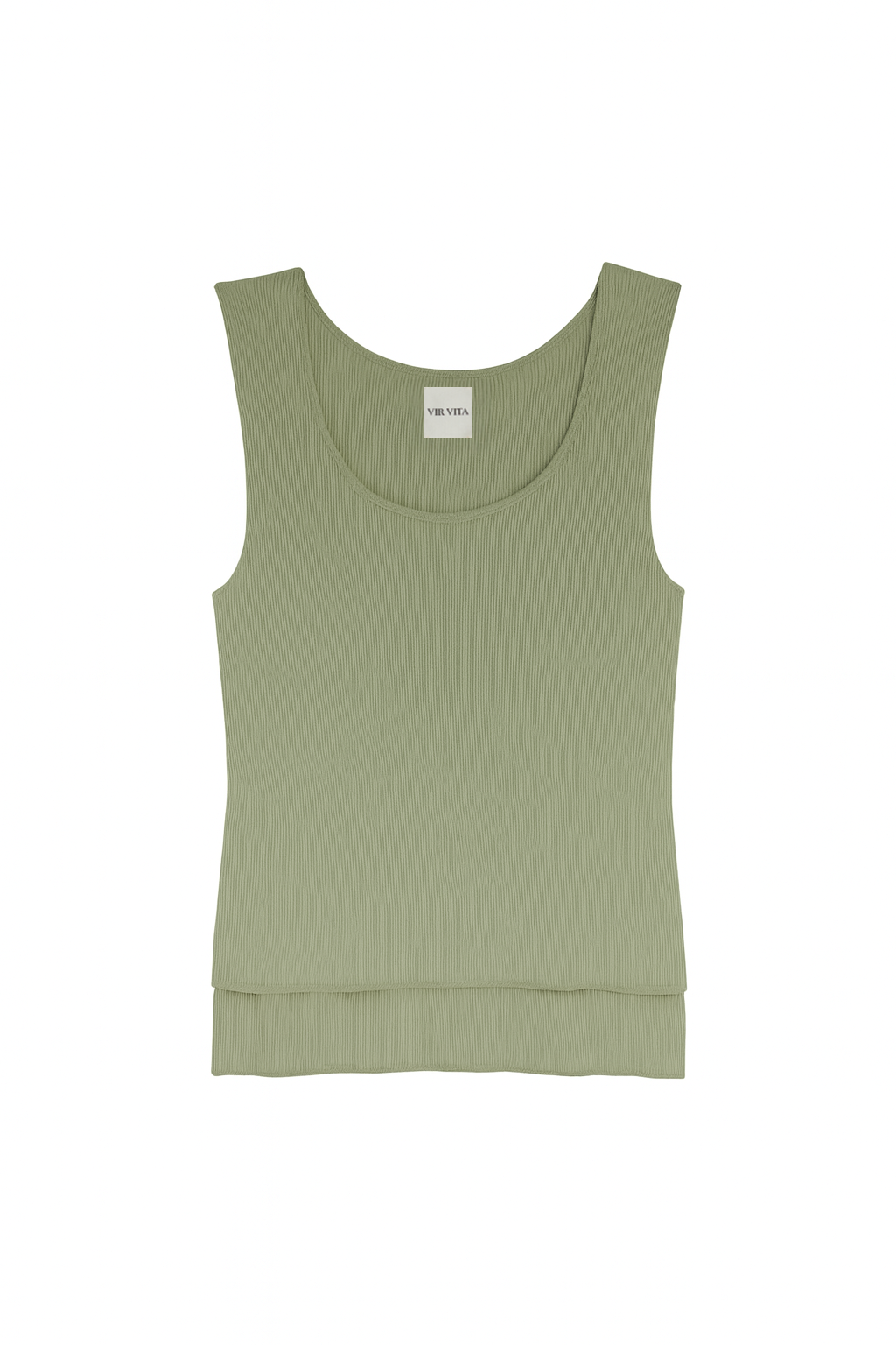 Flat image of sustainable micro modal sage green double lined tank top - VIR VITA
#color_sage