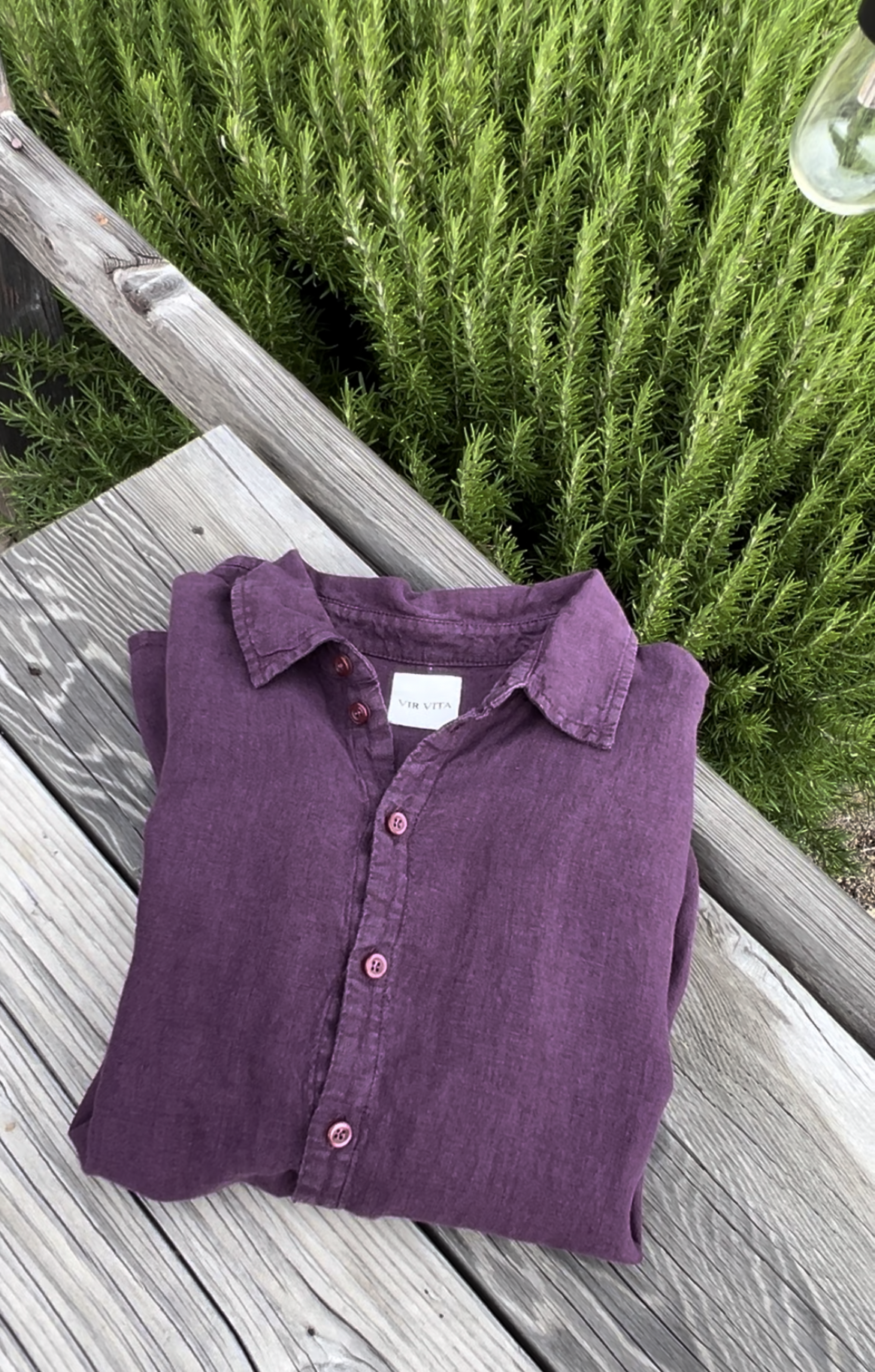 Plum purple sustainable oversized 100% linen button down long sleeve - VIR VITA
#color_plum
