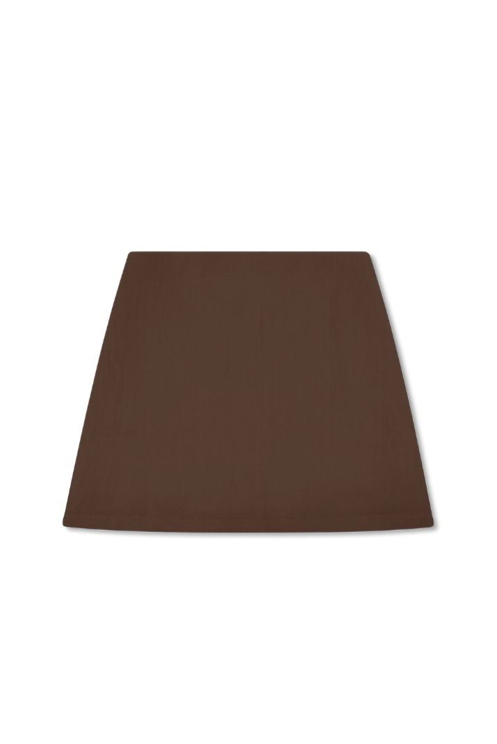 Flat image of a 100% linen mini skirt with an A-line silhouette in dark brown - VIR VITA
#color_chestnut