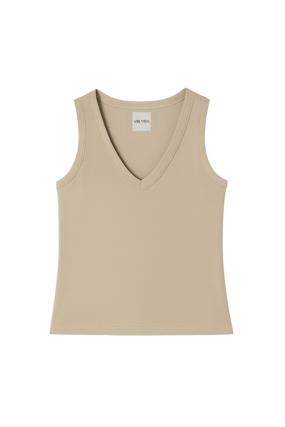 Ribbed Supima cotton tank top in dune, flat lay #color_dune