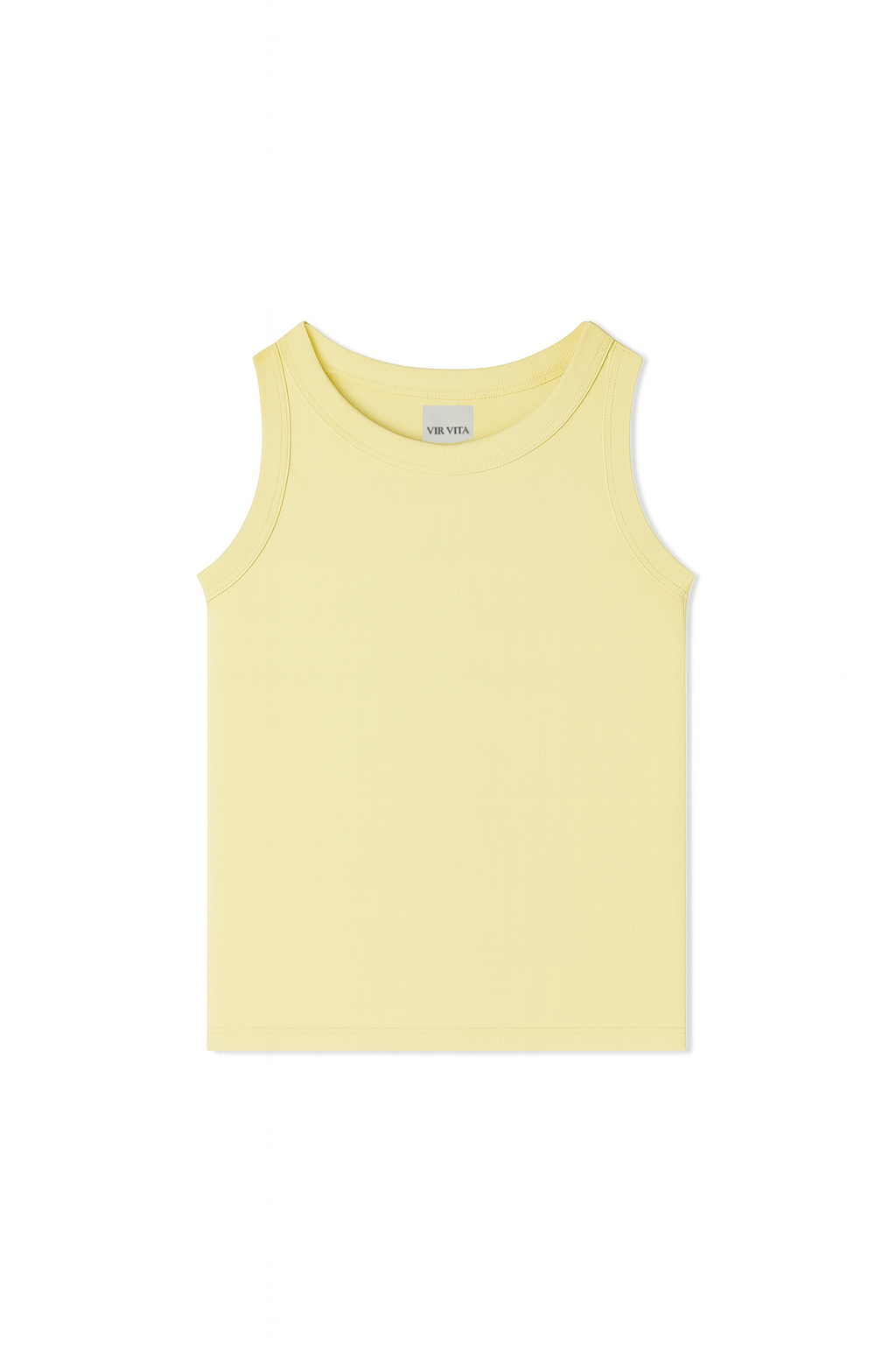 Supima cotton tank top featuring a racerback design in pale yellow - VIR VITA
#color_butter