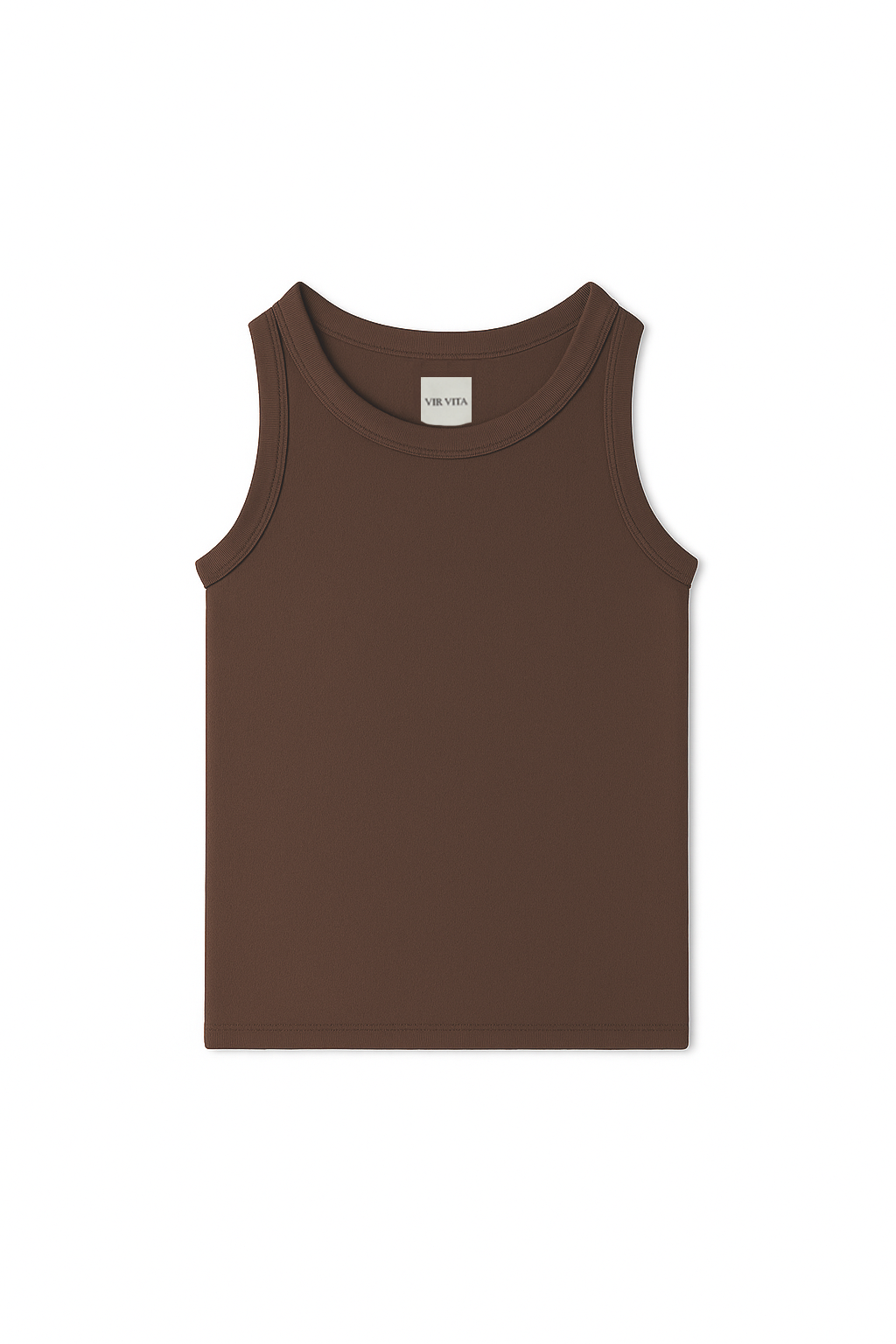 Supima cotton tank top featuring a racerback design in dark brown - VIR VITA
#color_chestnut