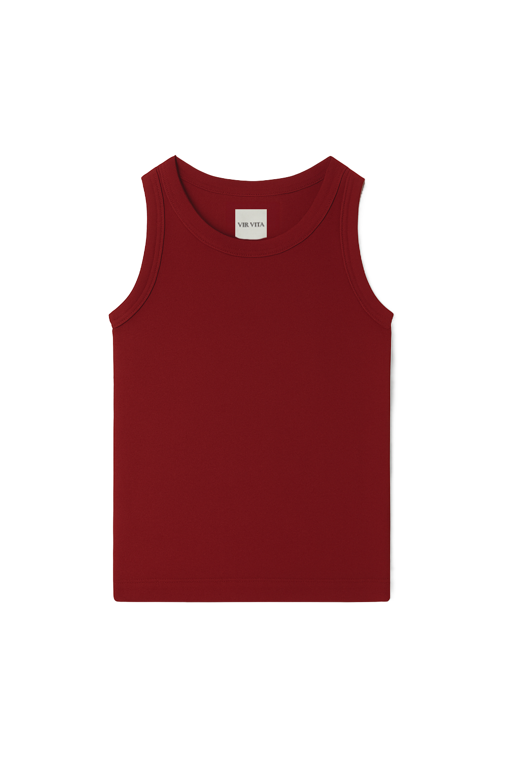 Supima cotton tank top featuring a racerback design in dark red - VIR VITA
#color_sun dried tomato