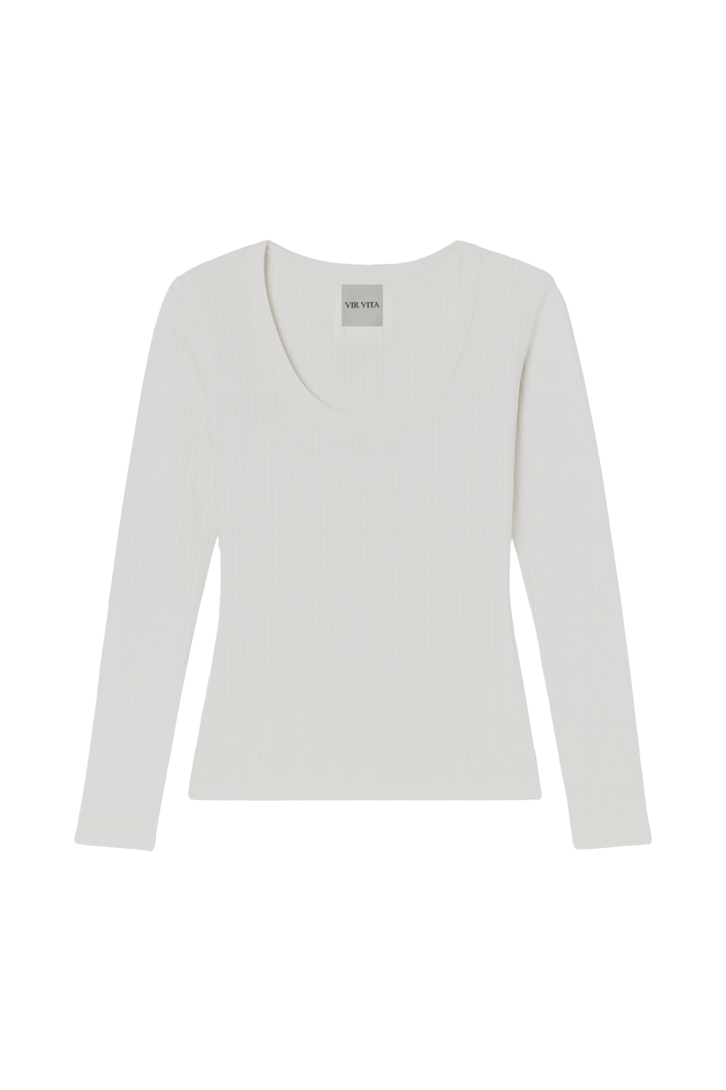 Flat image of a white pointelle long sleeve top featuring a flattering scoop neckline - VIR VITA
#color_coconut