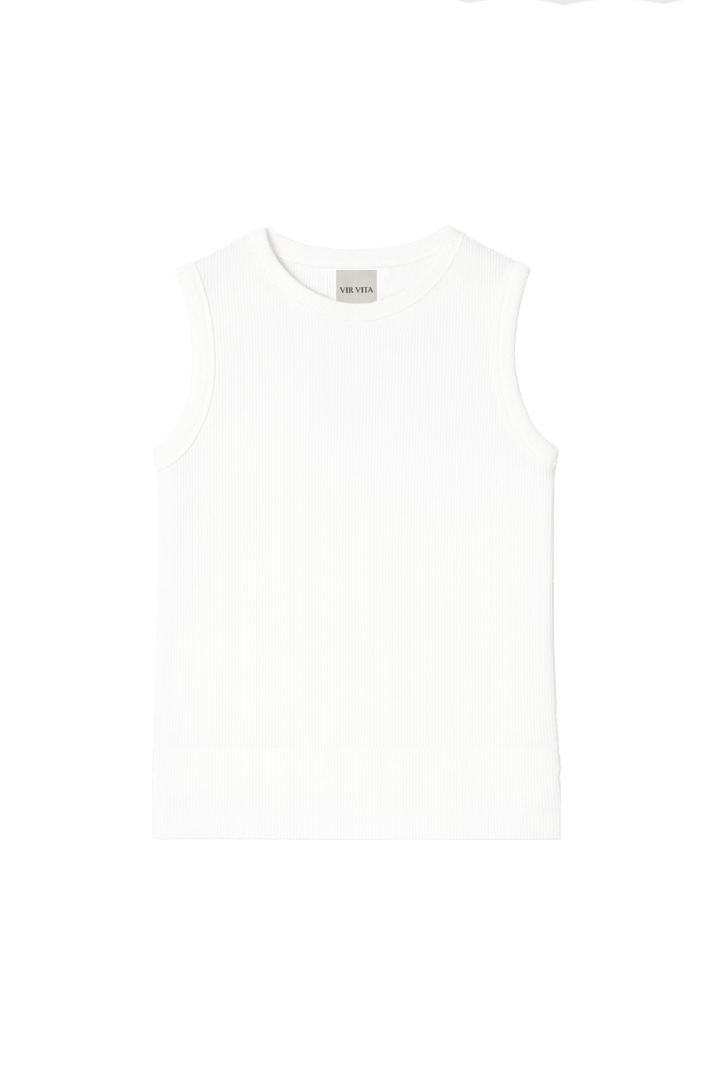 Luxurious supima cotton tank top featuring a fitted silhouette with a high neckline in white - VIR VITA
#color_white