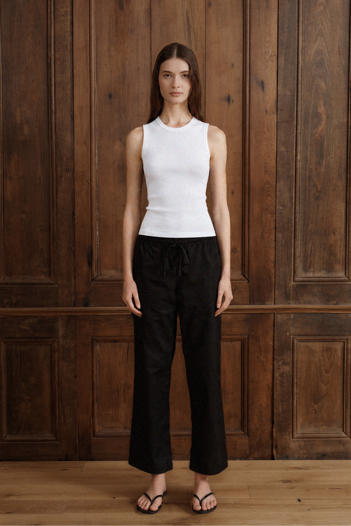 Luxurious supima cotton tank top featuring a fitted silhouette with a high neckline in white - VIR VITA
#color_white