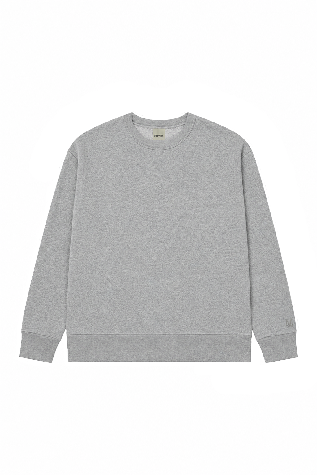 A classic long-sleeve crewneck combining comfortable French terry cotton with smooth modal trim detailing. - VIR VITA
#color_heather grey