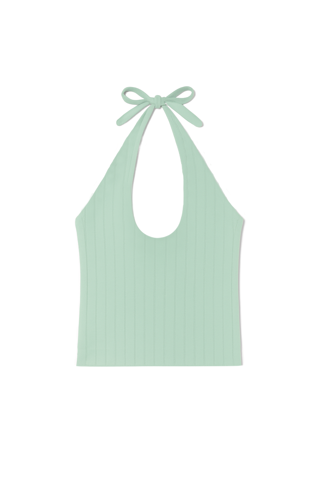 Pointelle halter top made of 100% recycled cotton in light turquoise - VIR VITA
#color_sea glass