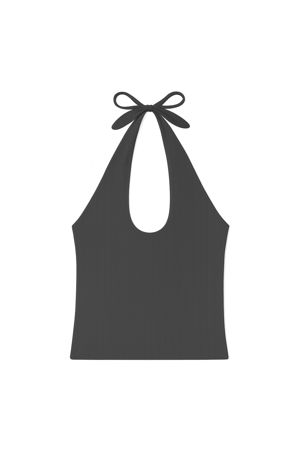 Pointelle halter top made of 100% recycled cotton in dark grey - VIR VITA
#color_stone grey