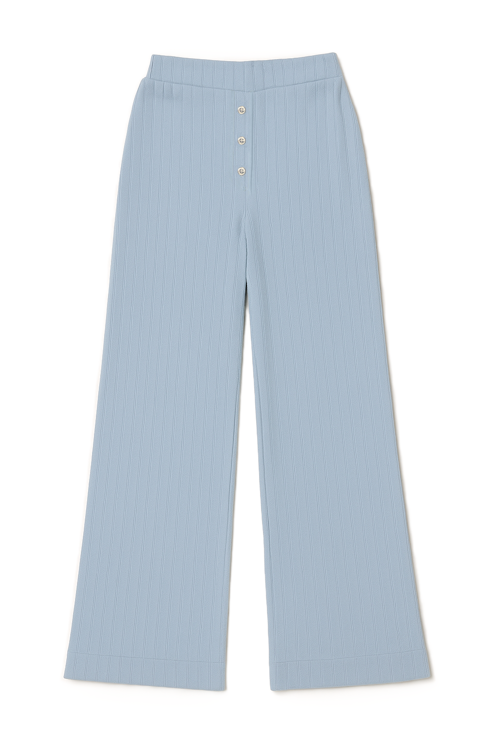 Sustainable pointelle lounge pants made of 100% recycled cotton featuring a relaxed straight leg fit in light blue - VIR VITA
#color_vintage blue