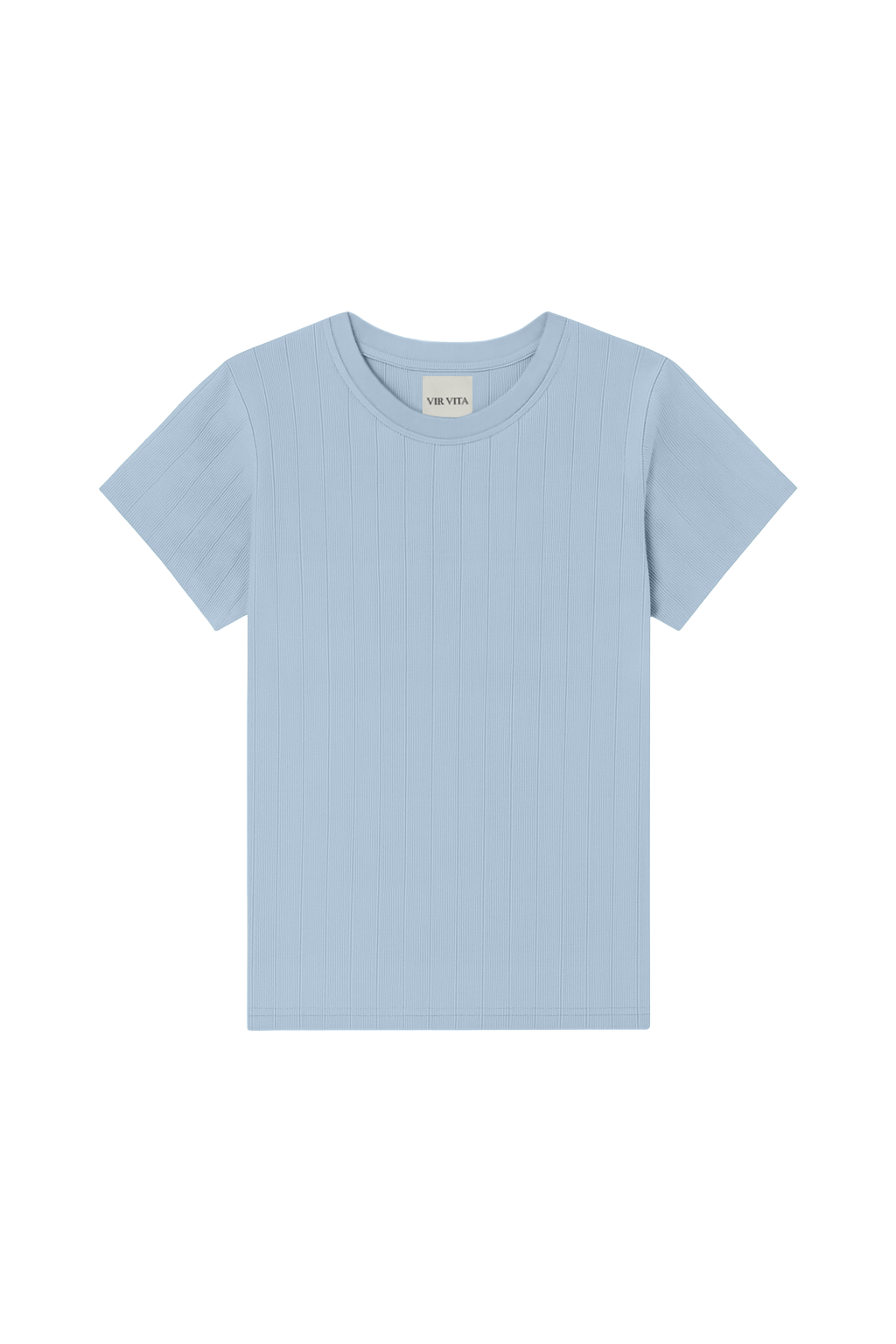 The signature 100% cotton Pointelle Tee with a classic crewneck neckline in light blue- VIR VITA
#color_vintage blue