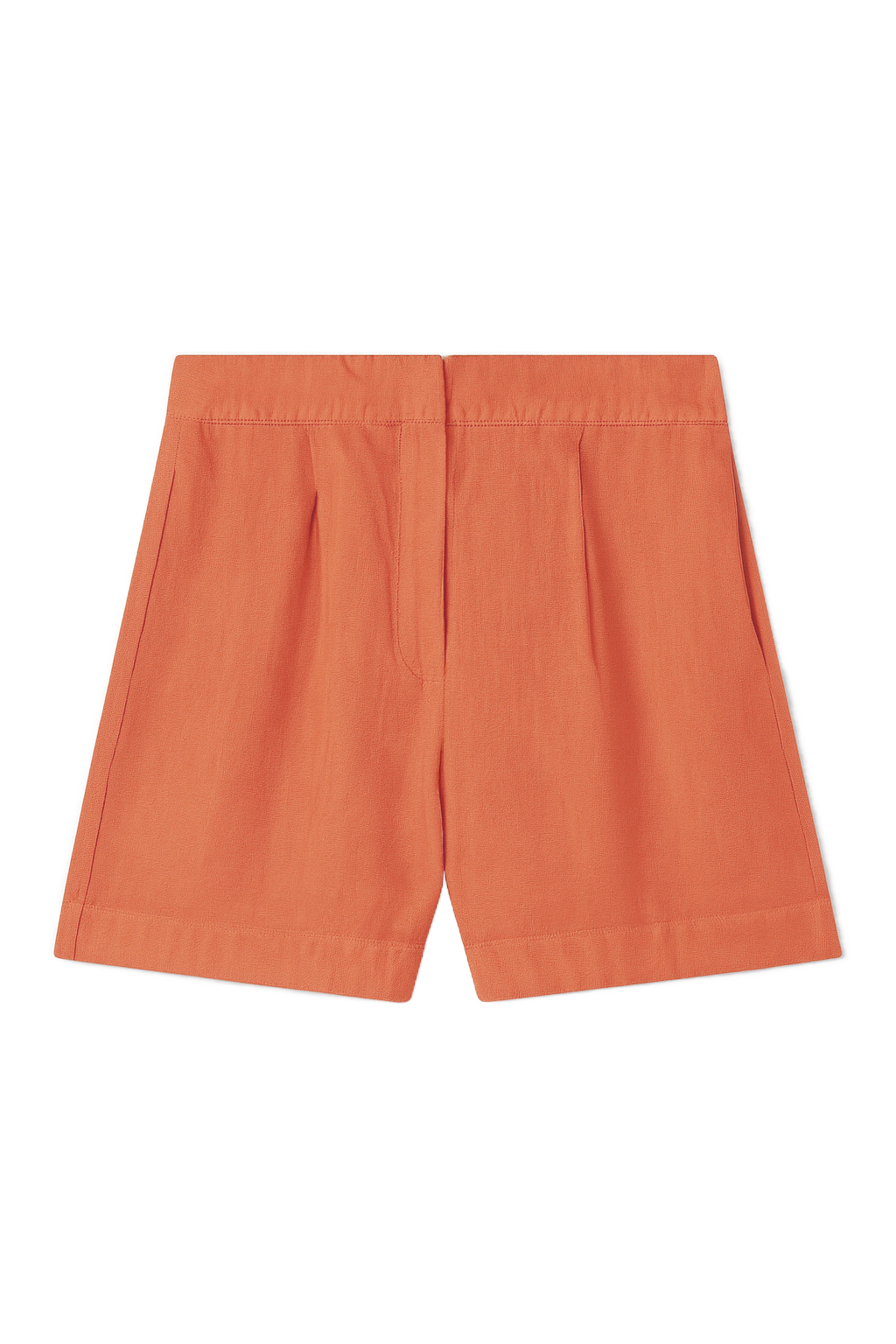 100% linen relaxed short featuring double pleats in orange - VIR VITA
#color_cayenne