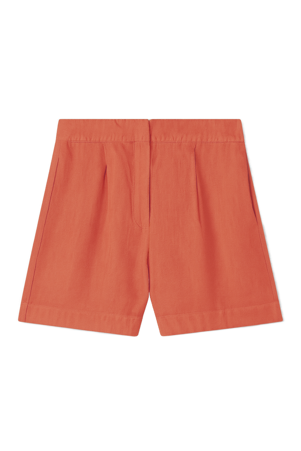 100% linen relaxed short featuring double pleats in orange - VIR VITA
#color_cayenne