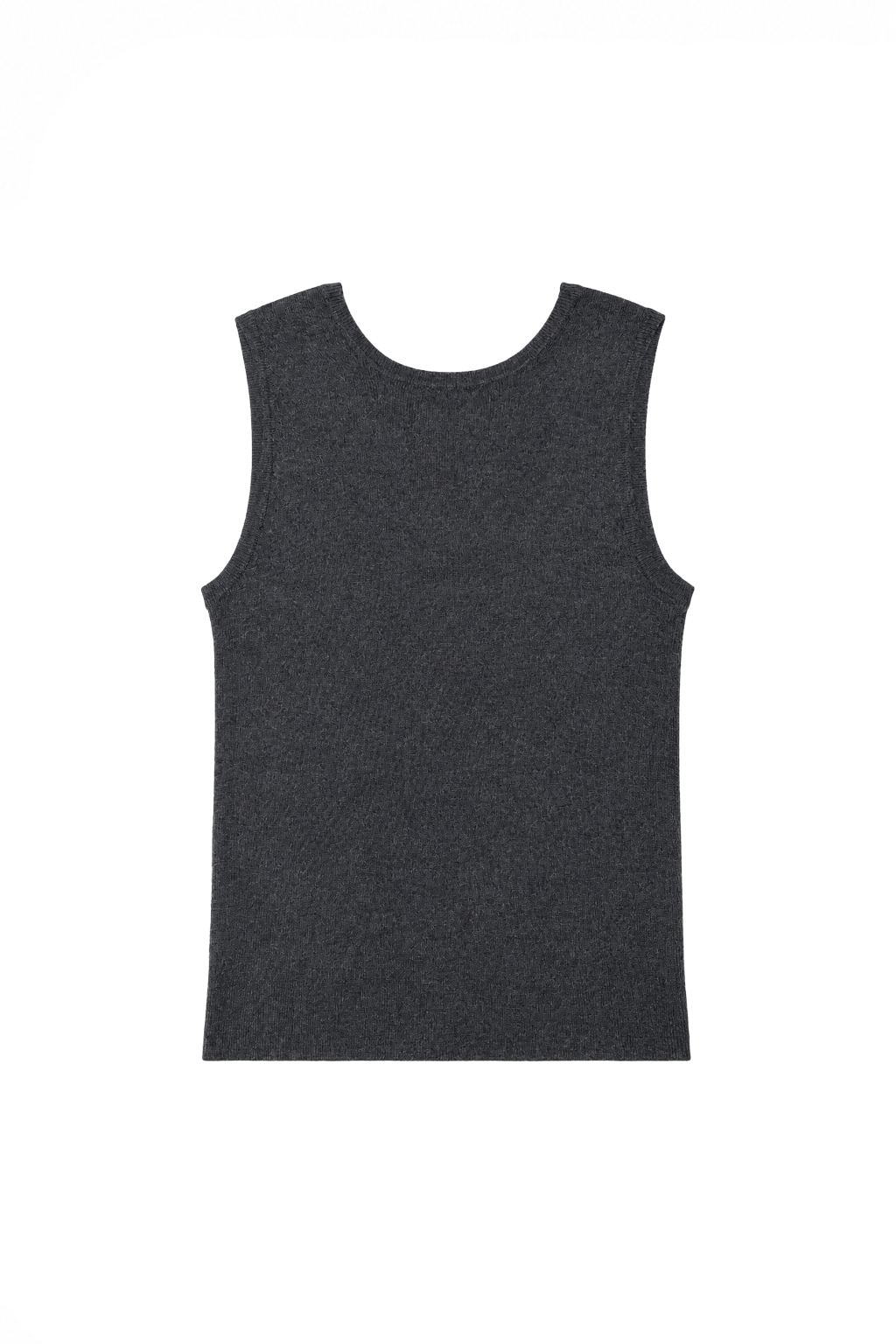 Front flat image of a tank top dark grey. Wool, silk, cashmere knit blend. Fitted silhouette - VIR VITA
#color_anthracite