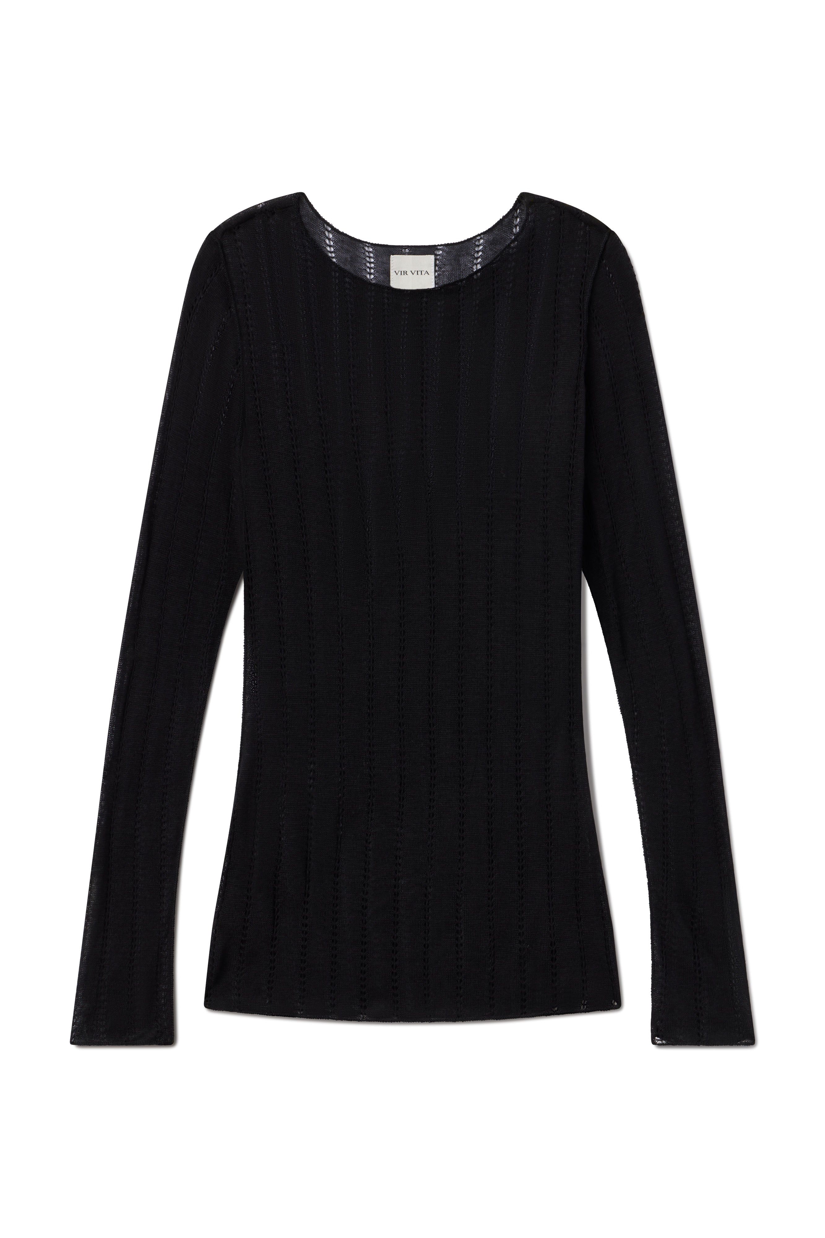 Limited edition 100% cashmere deadstock knit long sleeve in black - VIR VITA
#color_black