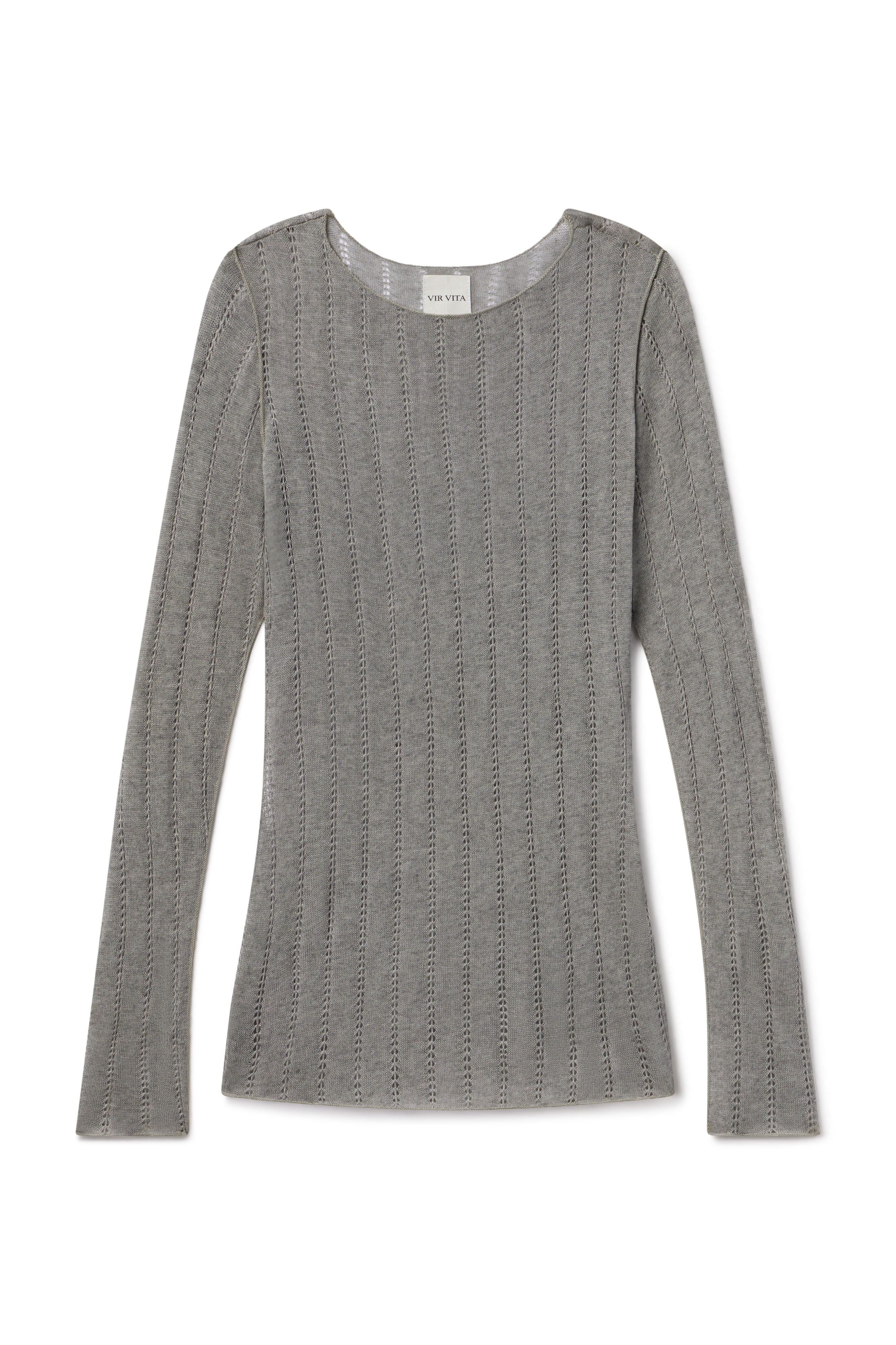 Limited edition 100% cashmere deadstock knit long sleeve in heather grey - VIR VITA
#color_heather grey