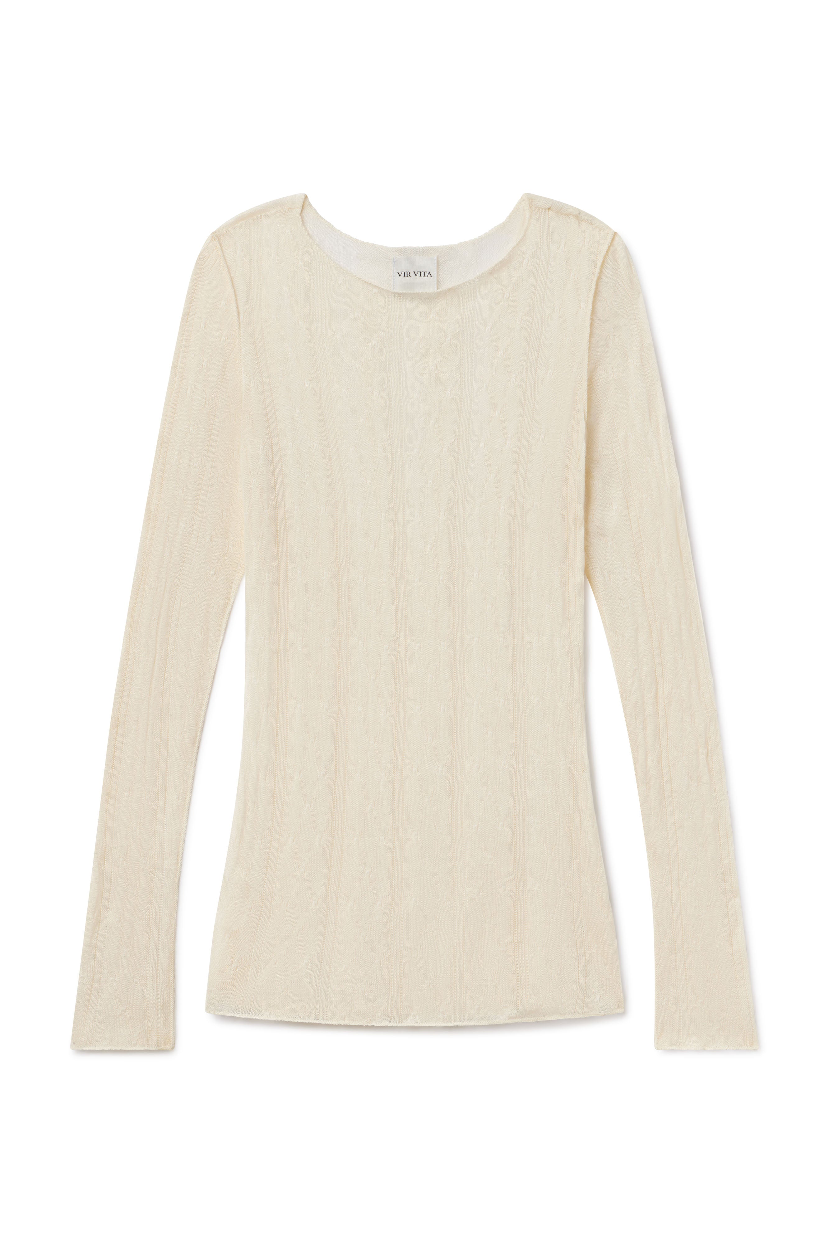 Limited edition 100% cashmere deadstock knit long sleeve in cream - VIR VITA
#color_cream