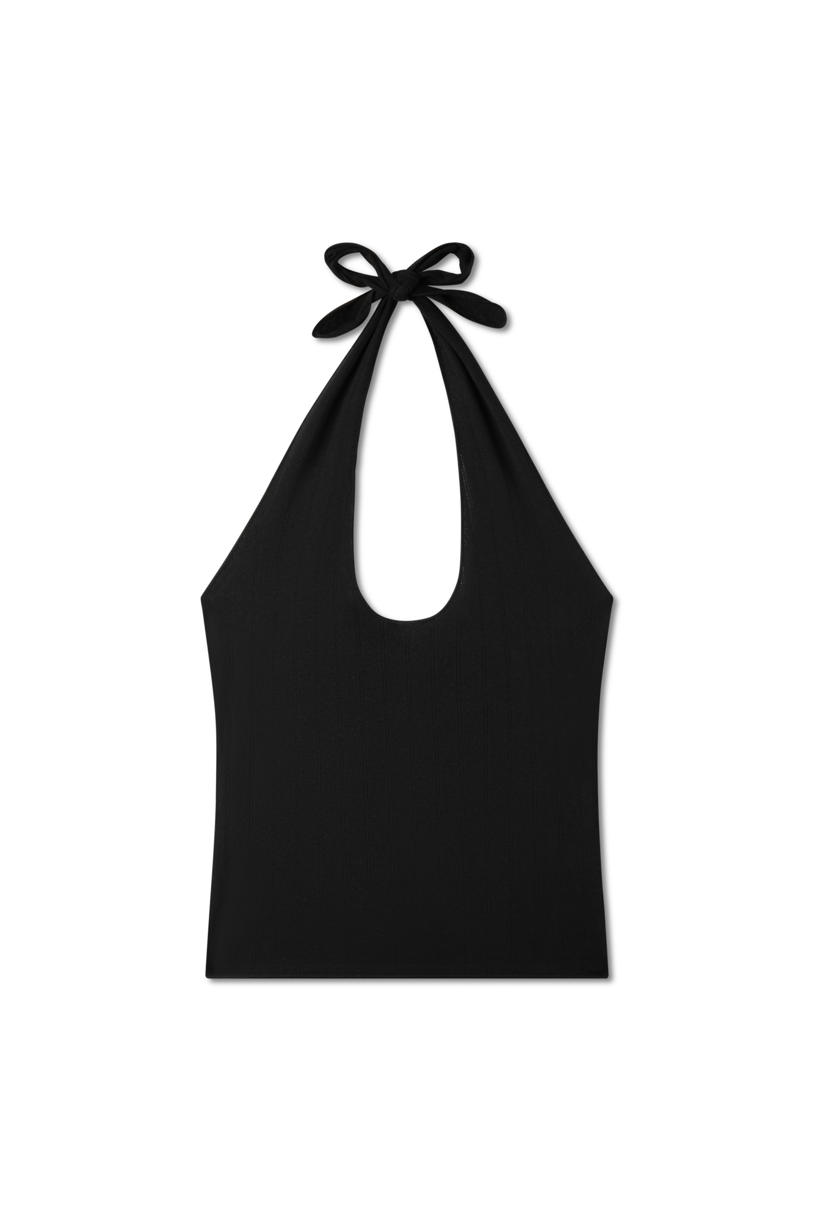 Pointelle halter top made of 100% recycled cotton in black  - VIR VITA
#color_black