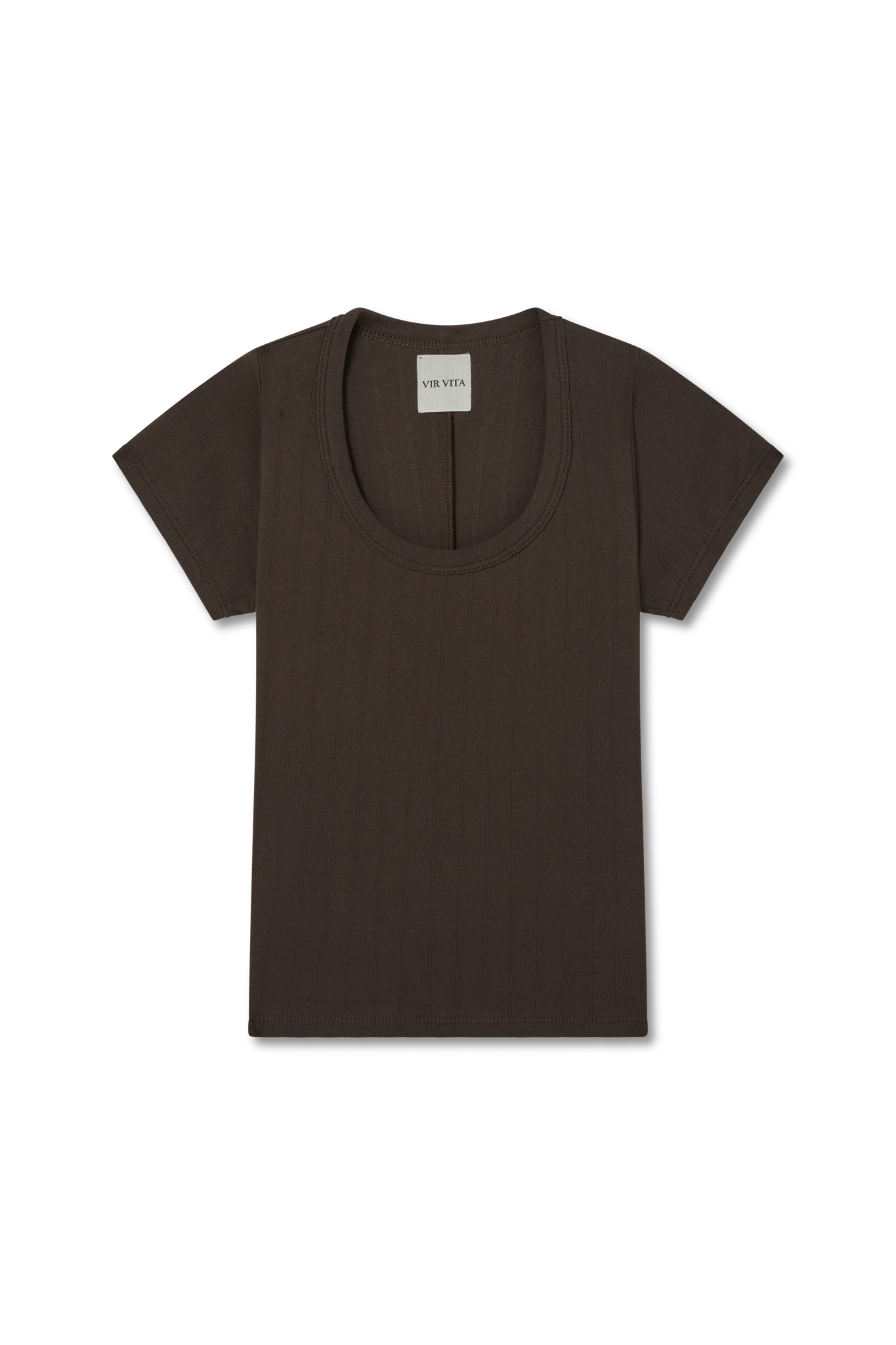 The Pointelle Scoop Tee in chestnut made of 100% cotton featuring a flattering scoop neckline - VIR VITA
#color_chestnut