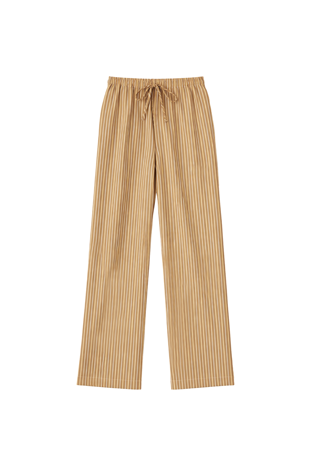 Flat image of sustainable 100% cotton relaxed striped drawstring pants in brown - VIR VITA
#color_canyon stripe