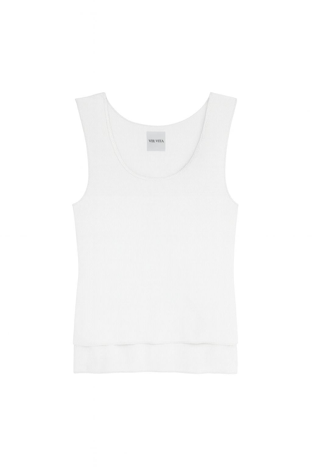  Flat image of sustainable micro modal white double lined tank top - VIR VITA
#color_coconut