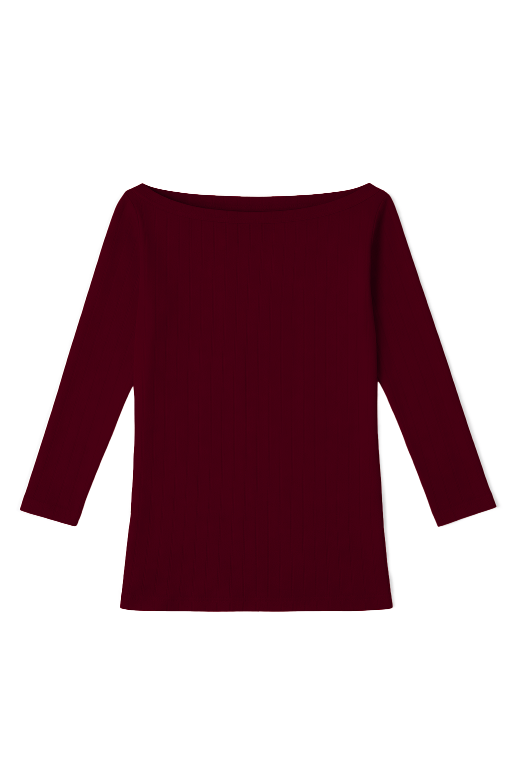 Merlot red 100% cotton pointelle top designed with a flattering boat neck and slim silhouette. - VIR VITA
#color_merlot