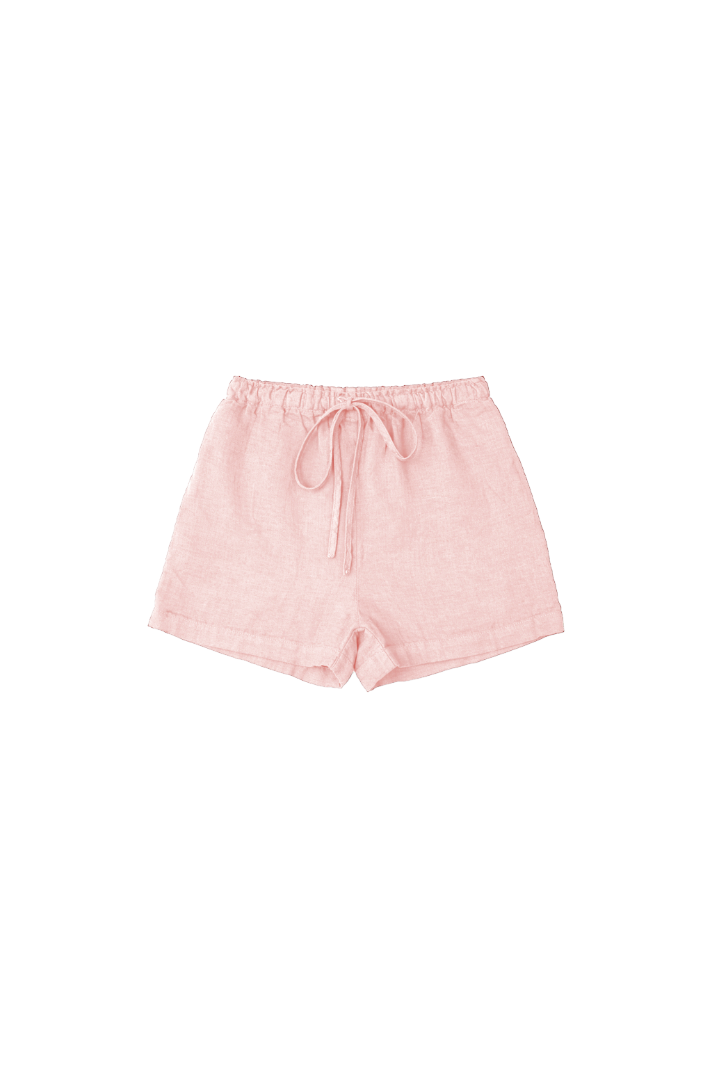 Flat image of sustainable 100% linen drawstring shorts in light pink- VIR VITA
#color_blossom