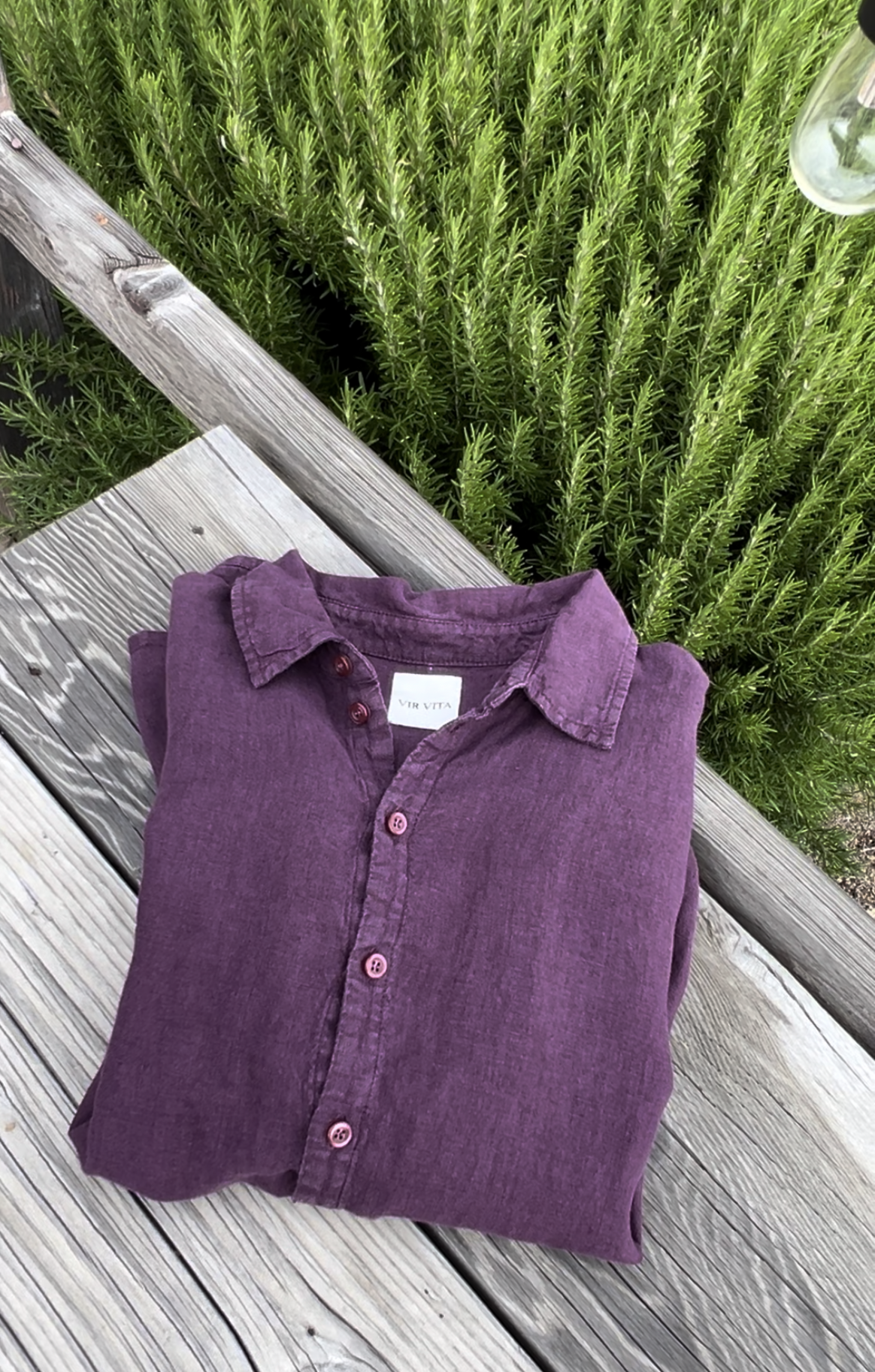 plum sustainable oversized linen button down long sleeve - VIR VITA
#color_plum