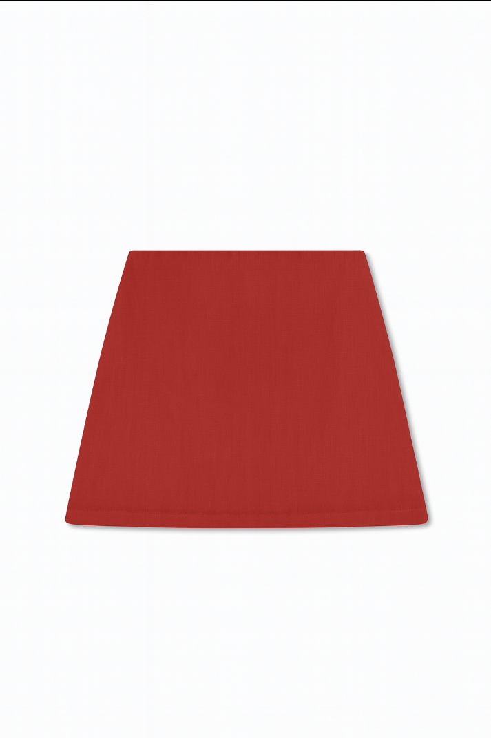 Flat image of a 100% linen mini skirt with an A-line silhouette in red - VIR VITA
#color_apple red
