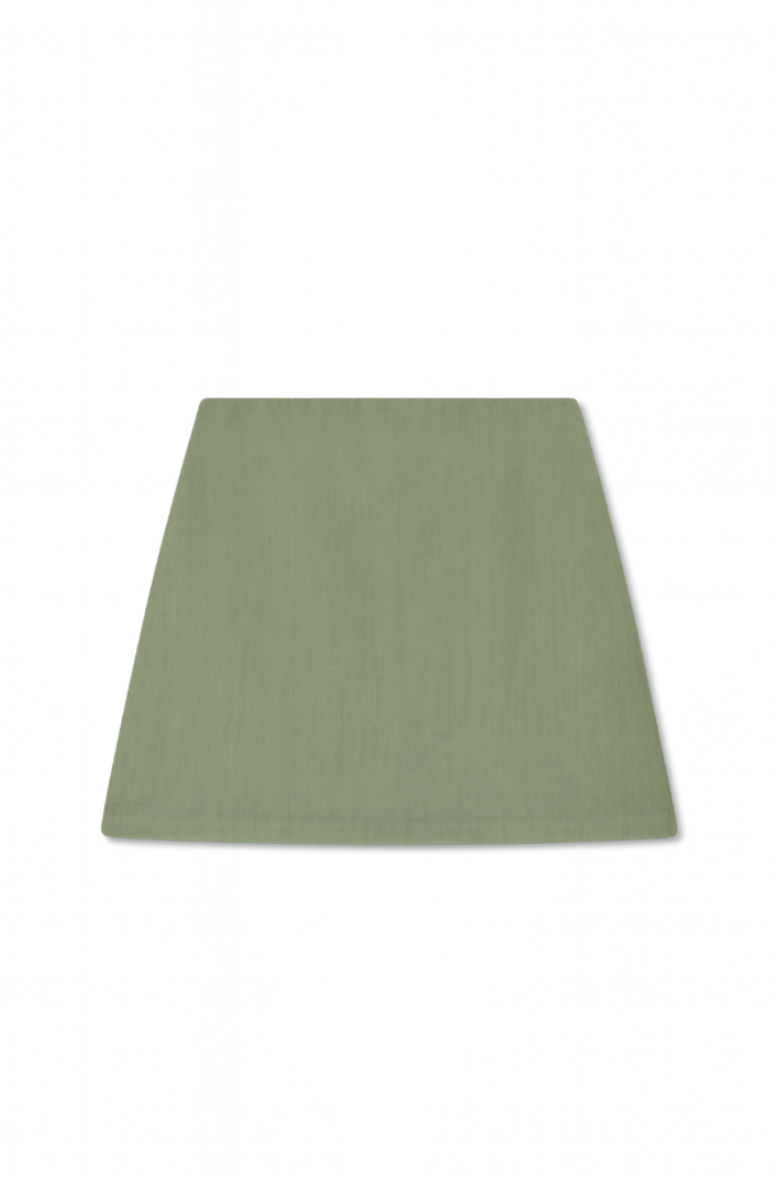 Flat image of a 100% linen mini skirt with an A-line silhouette in sage green - VIR VITA
#color_sage
