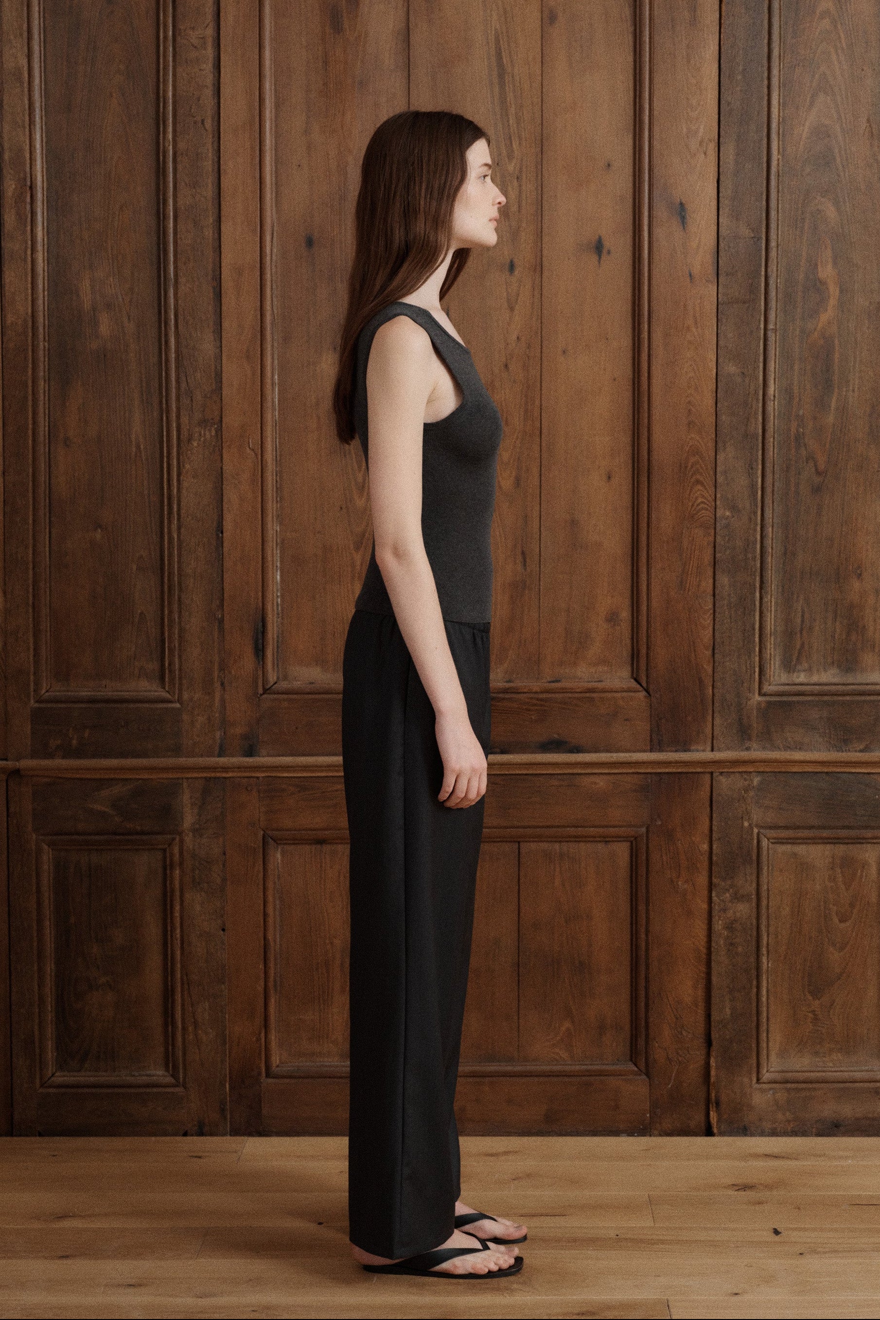 Tank top with square neckline at front, deep scoop back, wide strap. - VIR VITA
#color_anthracite