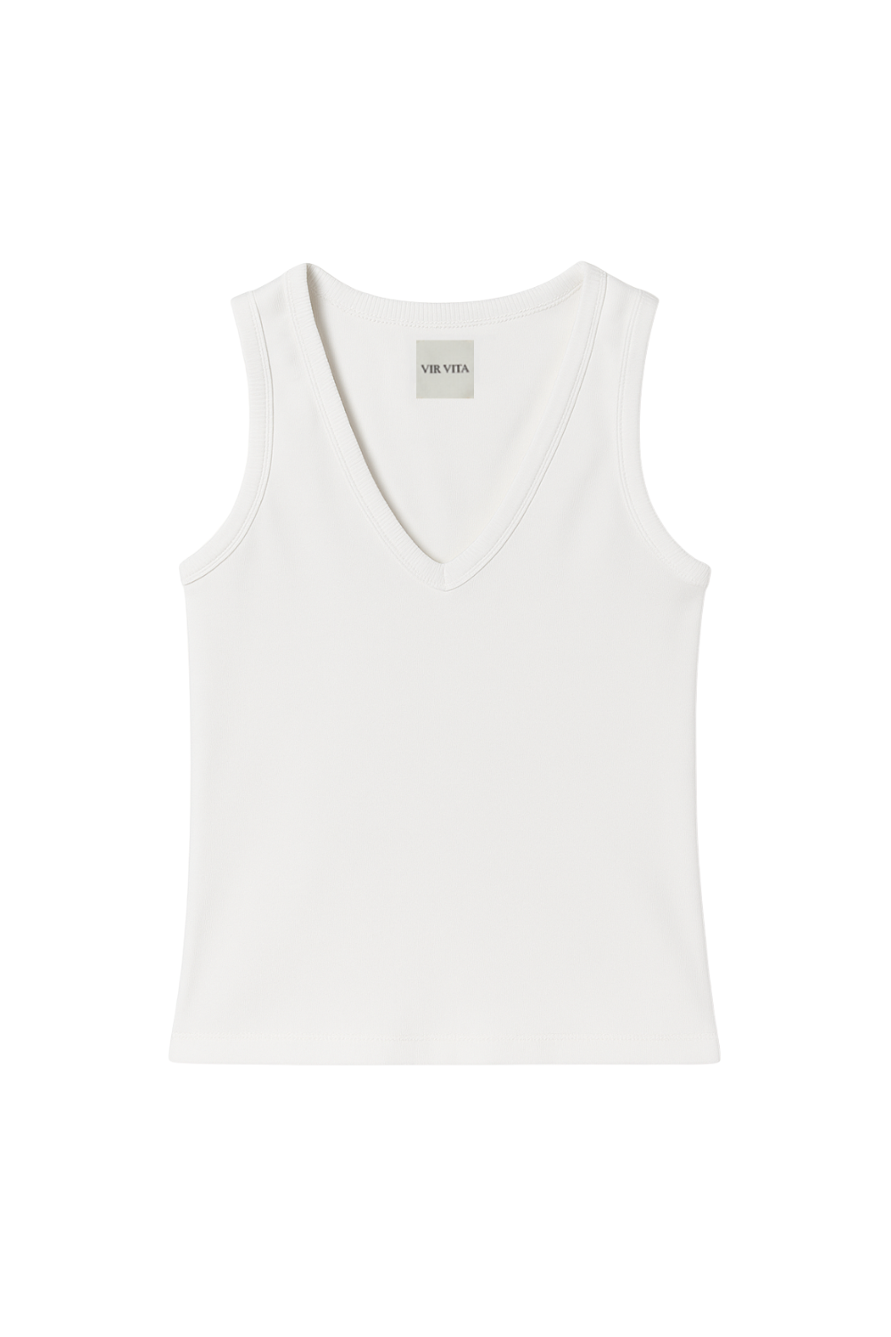 Ribbed Supima cotton tank top in white, flat lay - VIR VITA
#color_white