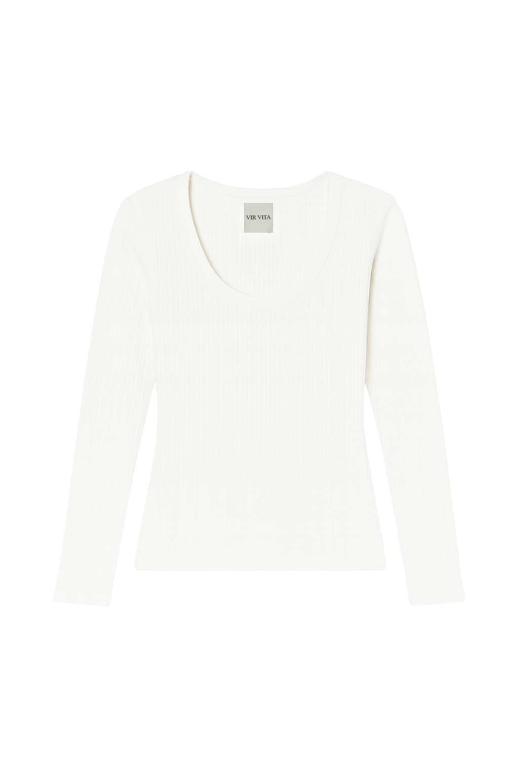 Flat image of a white pointelle long sleeve top featuring a flattering scoop neckline  - VIR VITA
#color_coconut