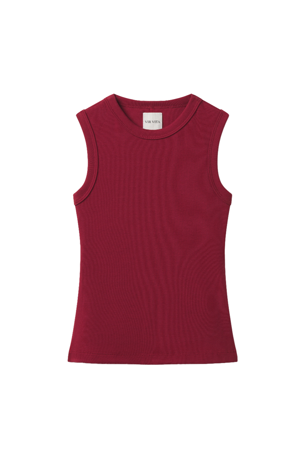 Luxurious supima cotton tank top featuring a fitted silhouette with a high neckline in dark red - VIR VITA
#color_sun dried tomato