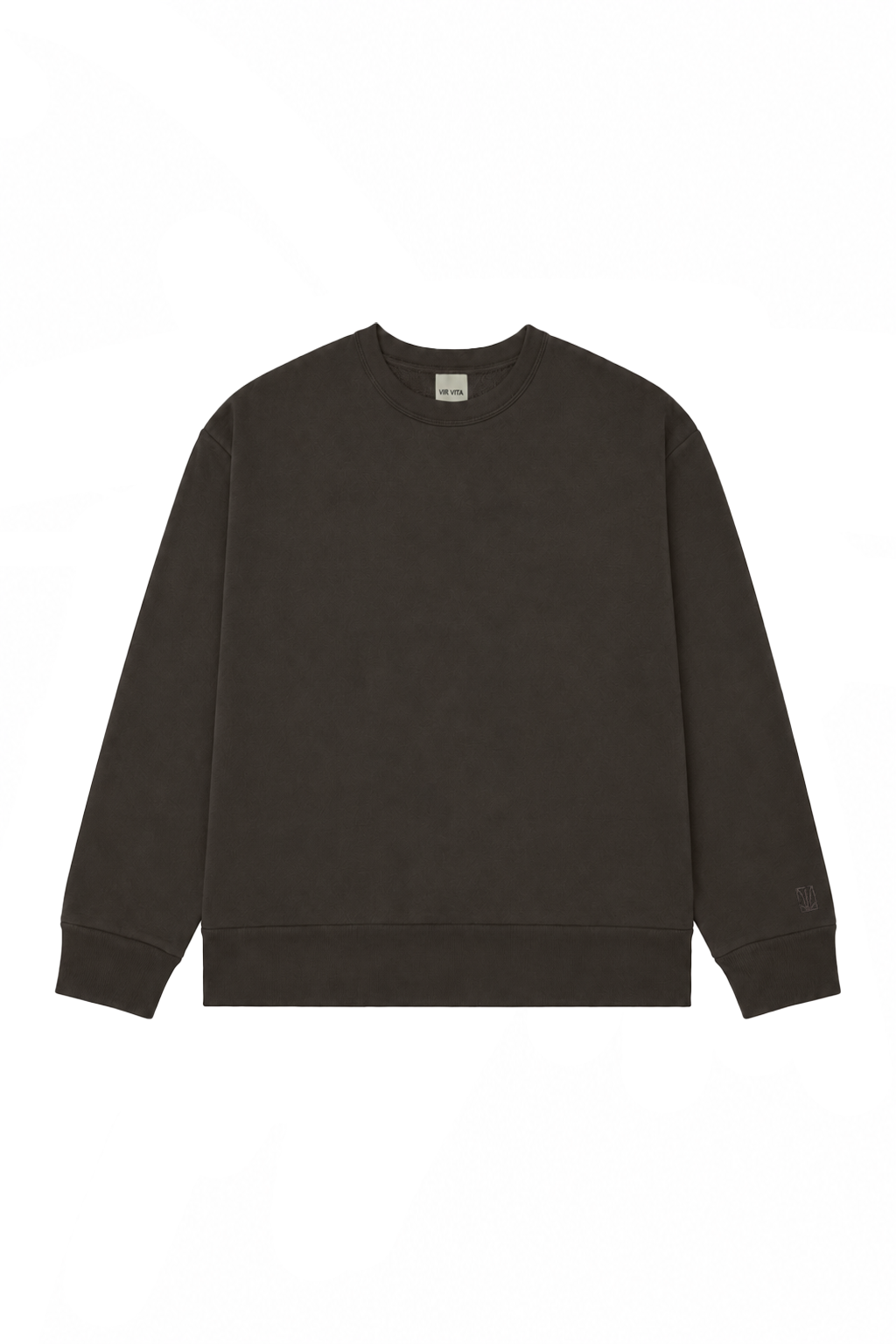 A minimalist crewneck featuring a French terry cotton body, dropped shoulders, and soft modal fabric detailing throughout the trims. - VIR VITA
#color_oak