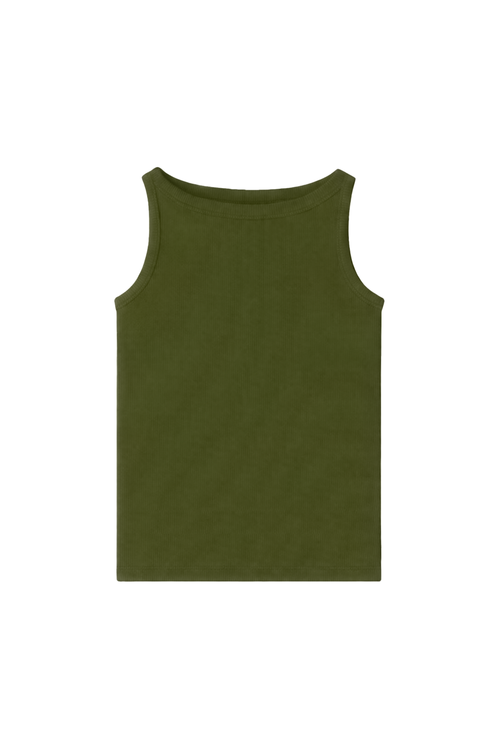 Women’s moss green rib knit tank with a high crew neckline and slim fit. - VIR VITA
#color_moss
