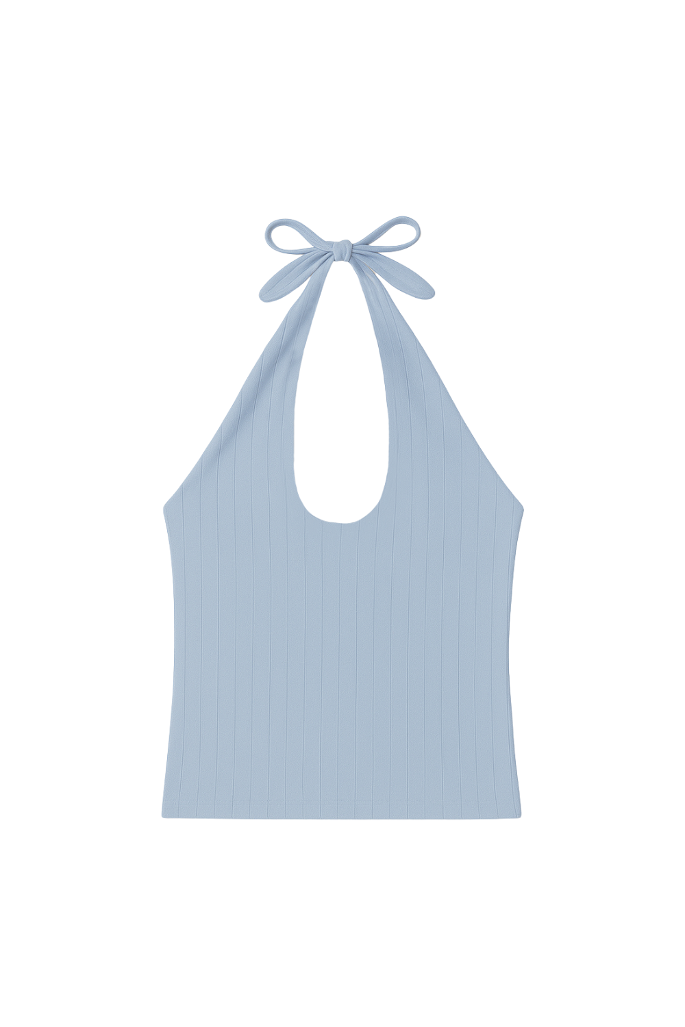 Pointelle halter top made of 100% recycled cotton in light blue  - VIR VITA
#color_vintage blue