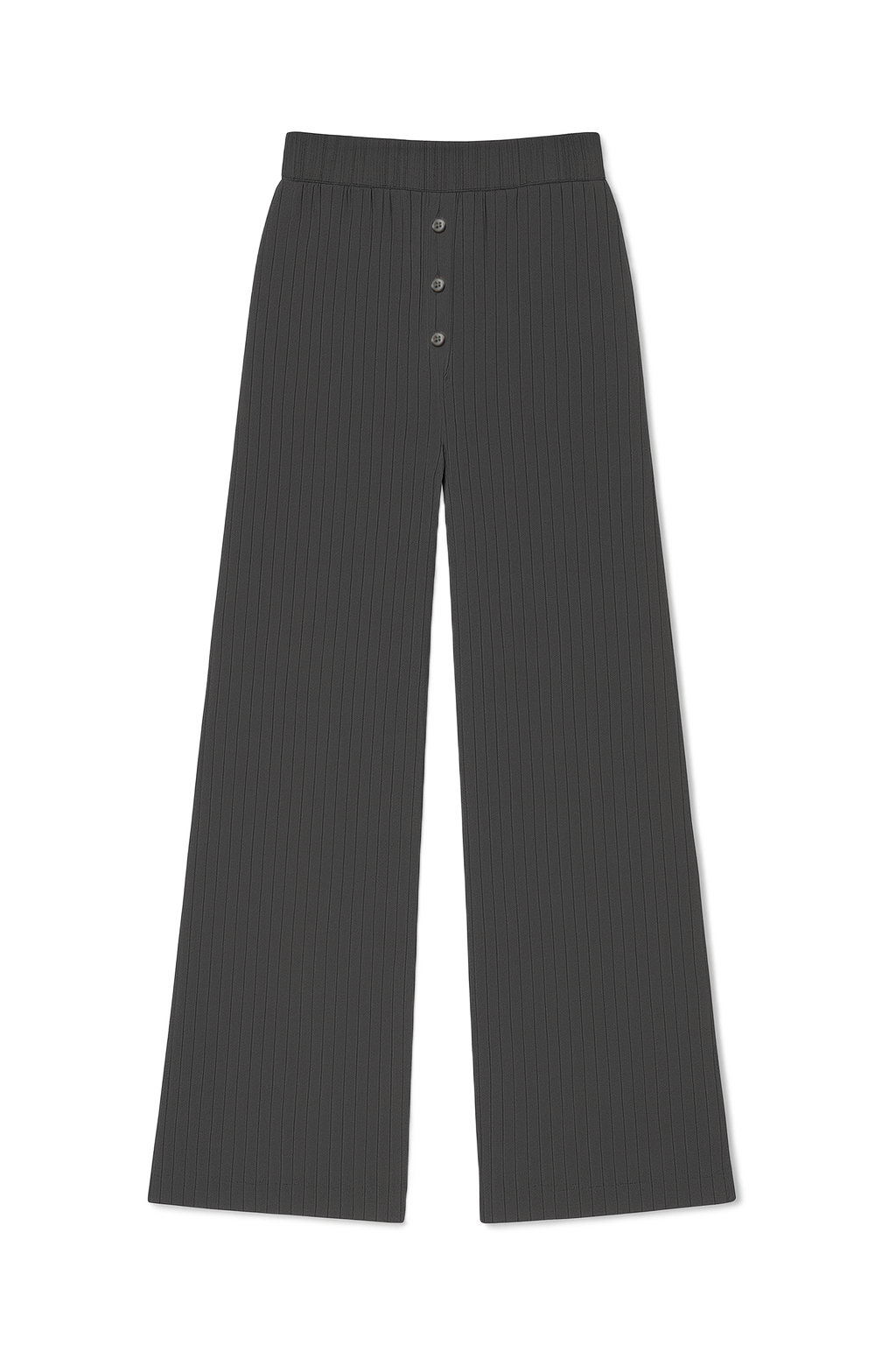 Sustainable pointelle lounge pants made of 100% recycled cotton featuring a relaxed straight leg fit in dark grey - VIR VITA
#color_stone grey
