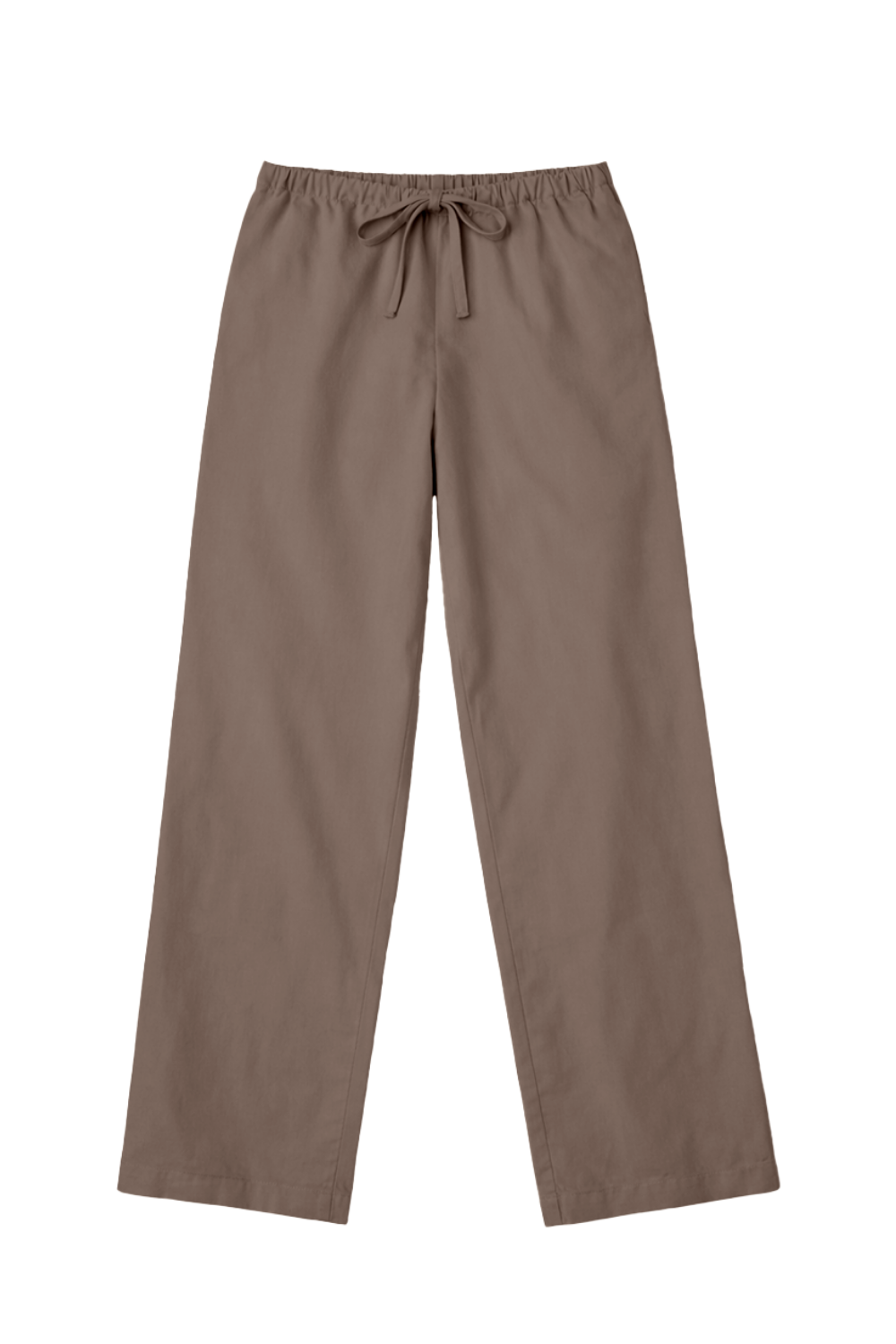 Women’s organic cotton poplin pull-on pants in brown with a relaxed straight leg. - VIR VITA
#color_bark